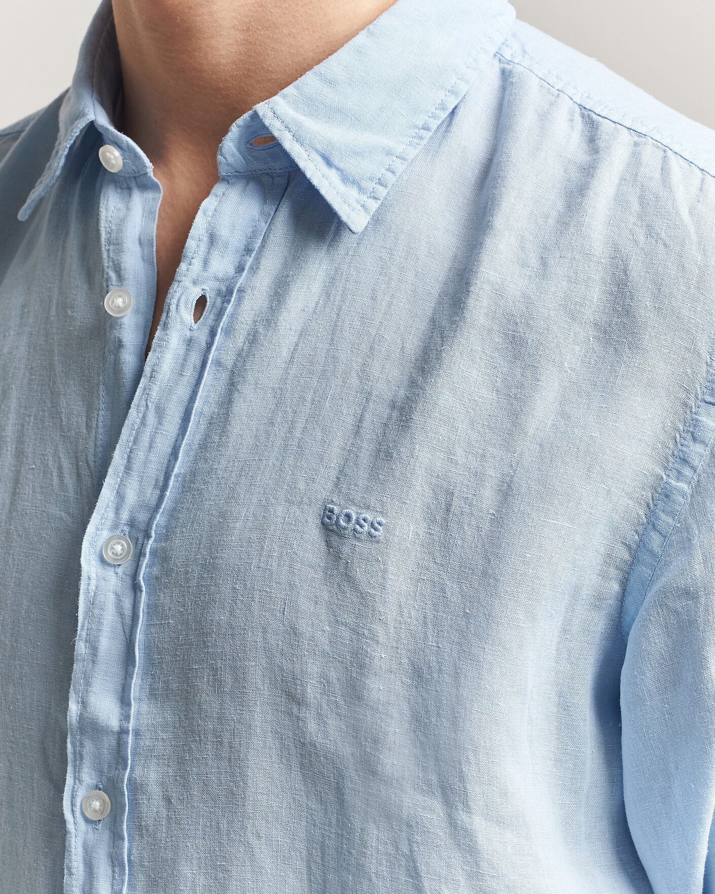 Herr | Skjortor | BOSS ORANGE | Relegant Linen Shirt Light Blue