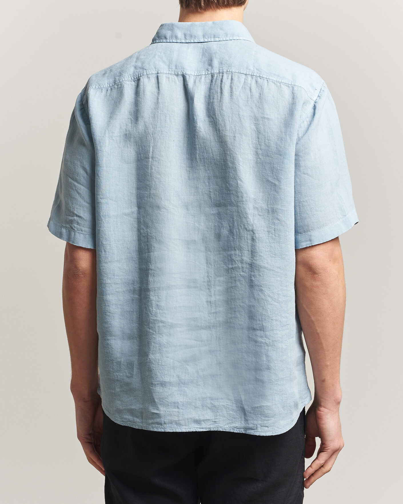 Herr | Skjortor | BOSS ORANGE | Rash Linen Short Sleeve Shirt Light Blue