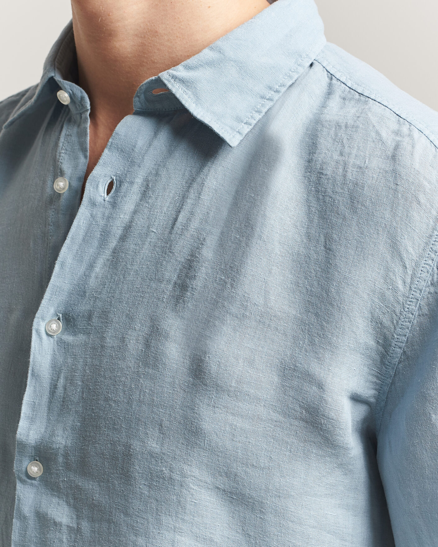 Herr | Skjortor | BOSS ORANGE | Rash Linen Short Sleeve Shirt Light Blue