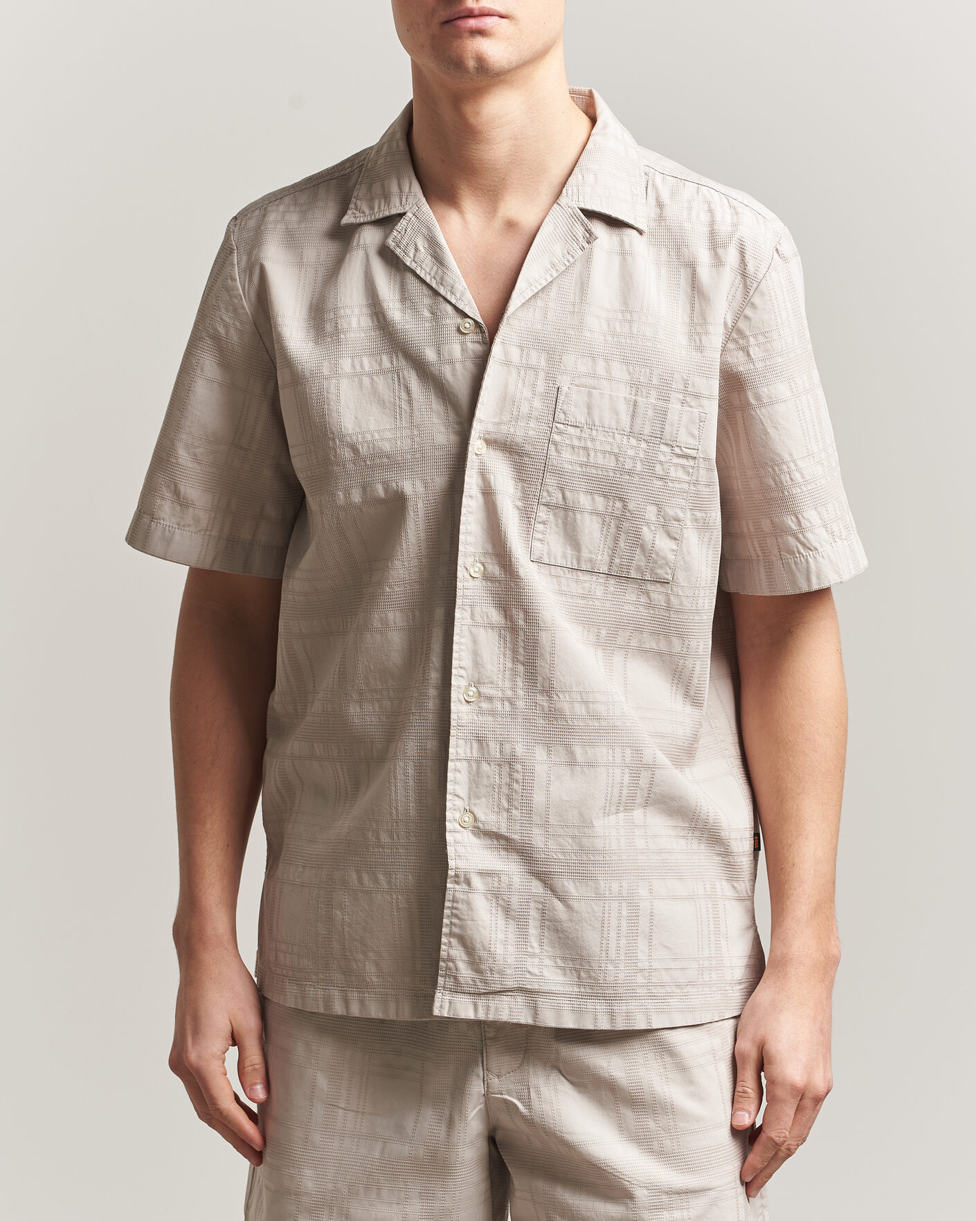 Herr | Skjortor | BOSS ORANGE | Rayer Cotton Resort Shirt Beige
