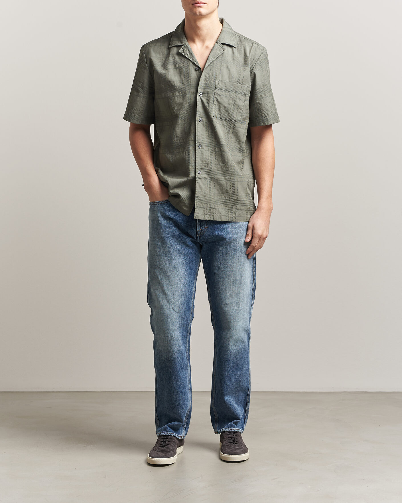 Herr | Skjortor | BOSS ORANGE | Rayer Cotton Resort Shirt Open Grey