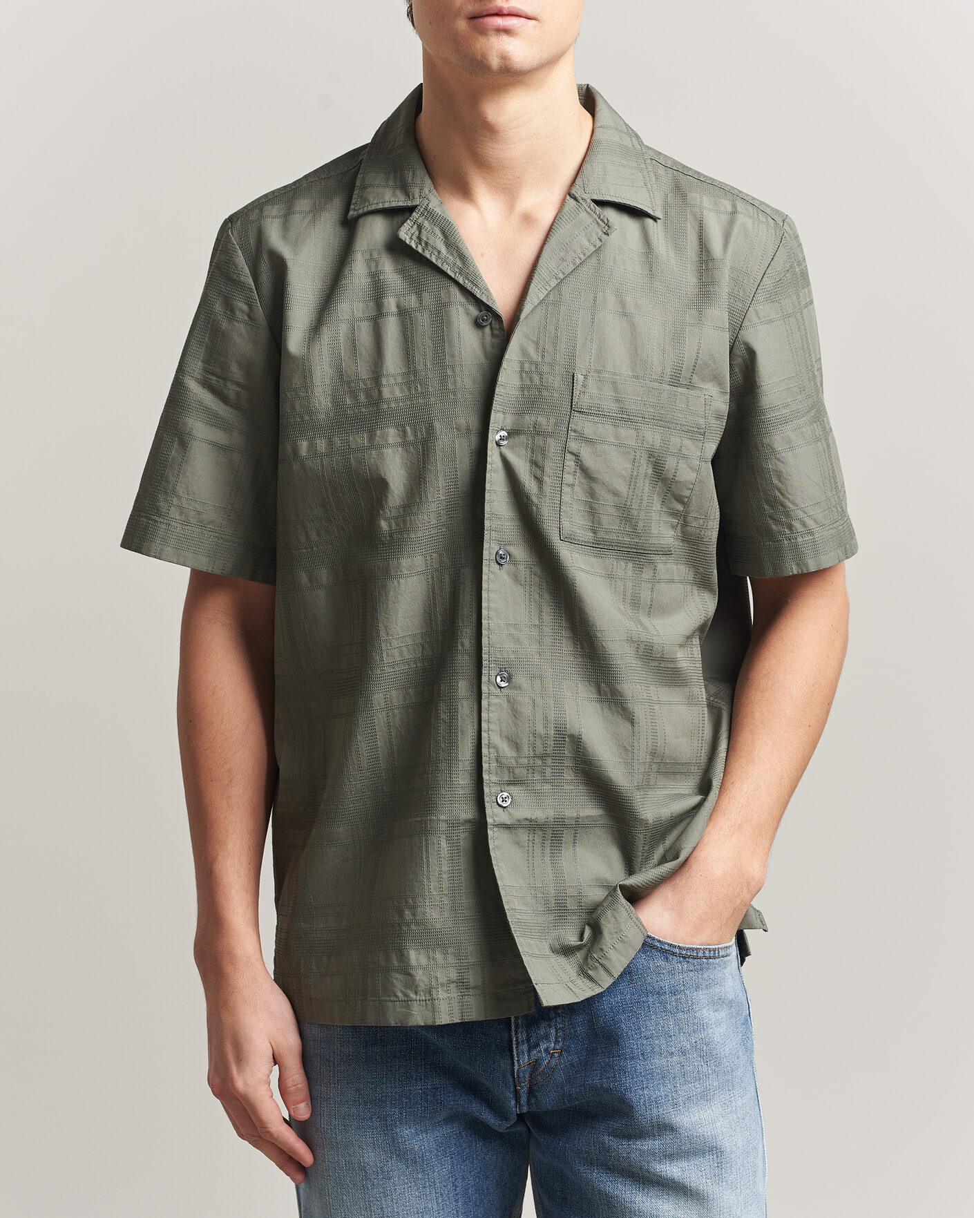 Herr | Skjortor | BOSS ORANGE | Rayer Cotton Resort Shirt Open Grey