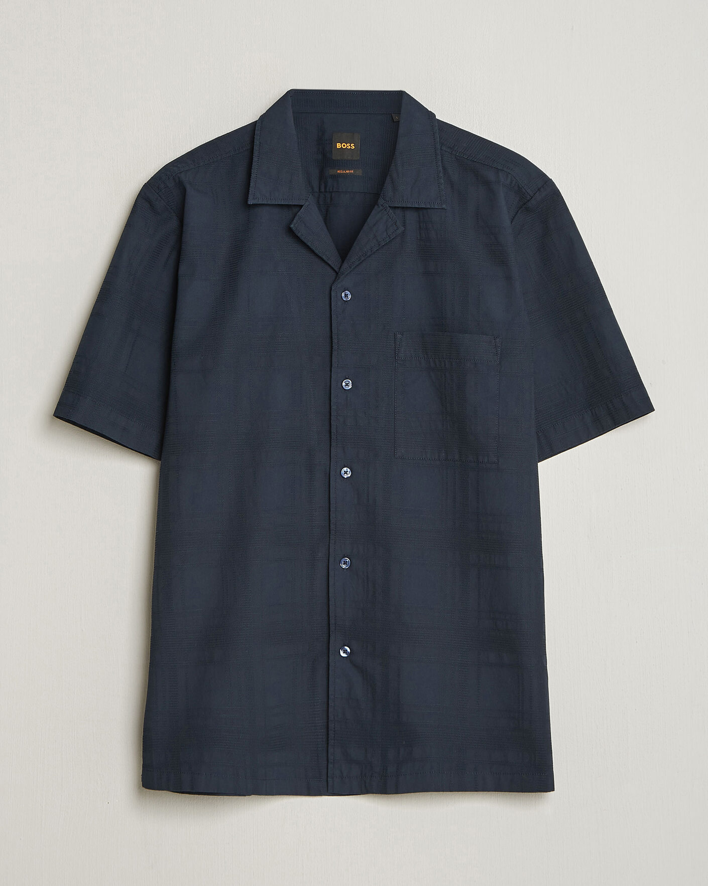 Herr | Skjortor | BOSS ORANGE | Rayer Cotton Resort Shirt Dark Blue