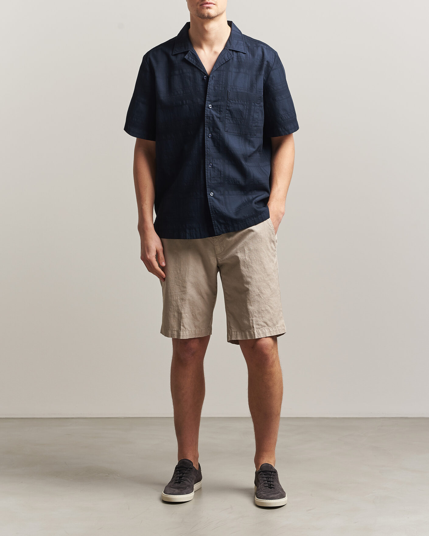 Herr | Skjortor | BOSS ORANGE | Rayer Cotton Resort Shirt Dark Blue