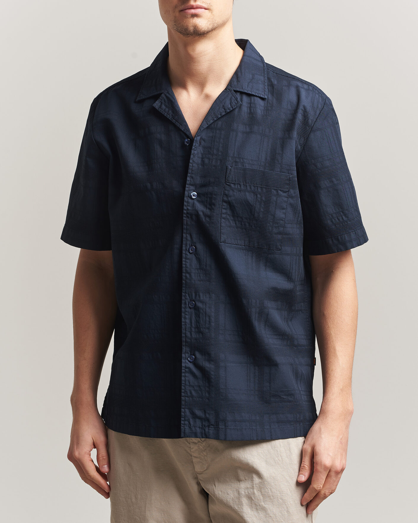 Herr | Skjortor | BOSS ORANGE | Rayer Cotton Resort Shirt Dark Blue
