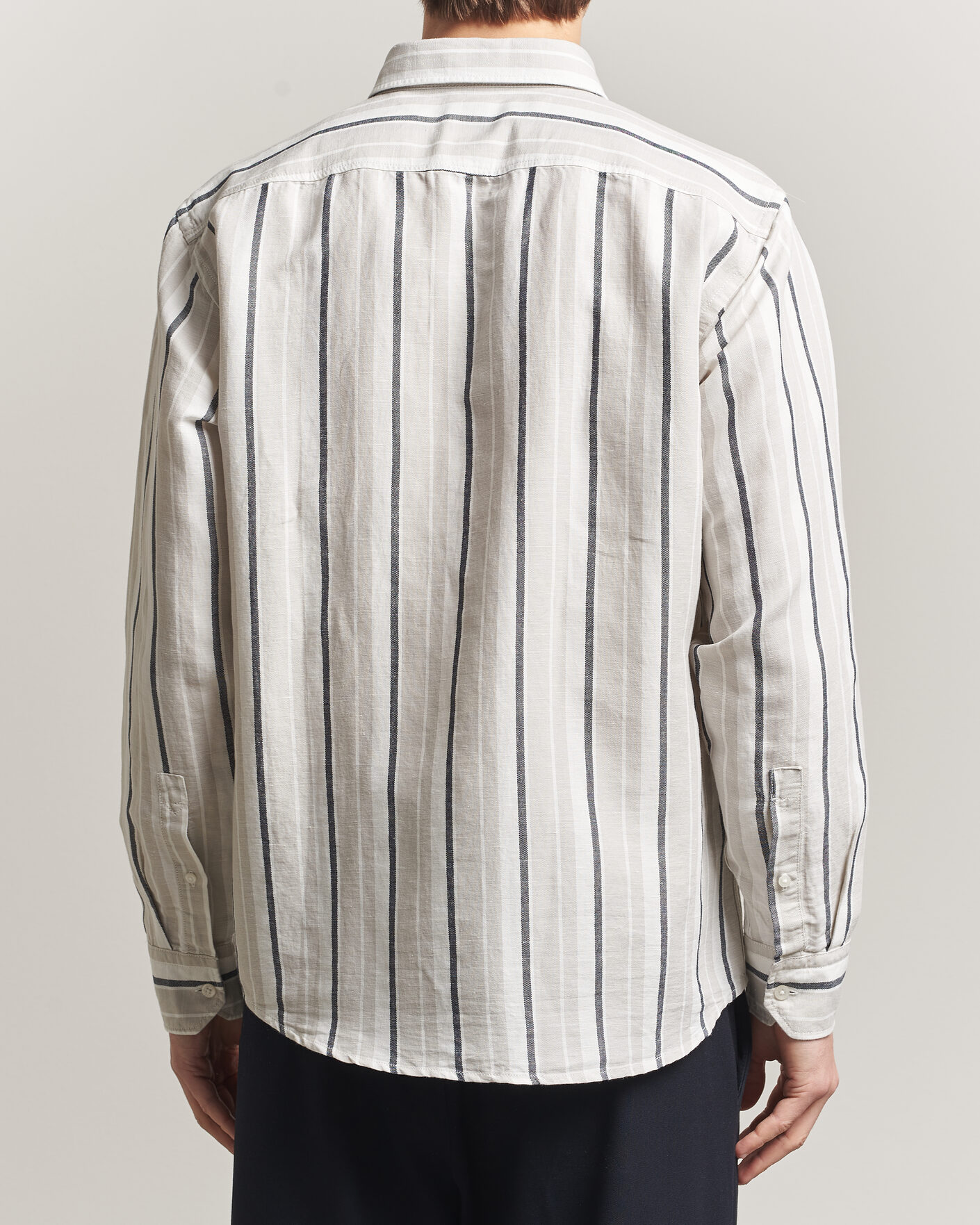 Herr | Skjortor | BOSS ORANGE | Ricoplus Linen/Cotton Striped Shirt Beige