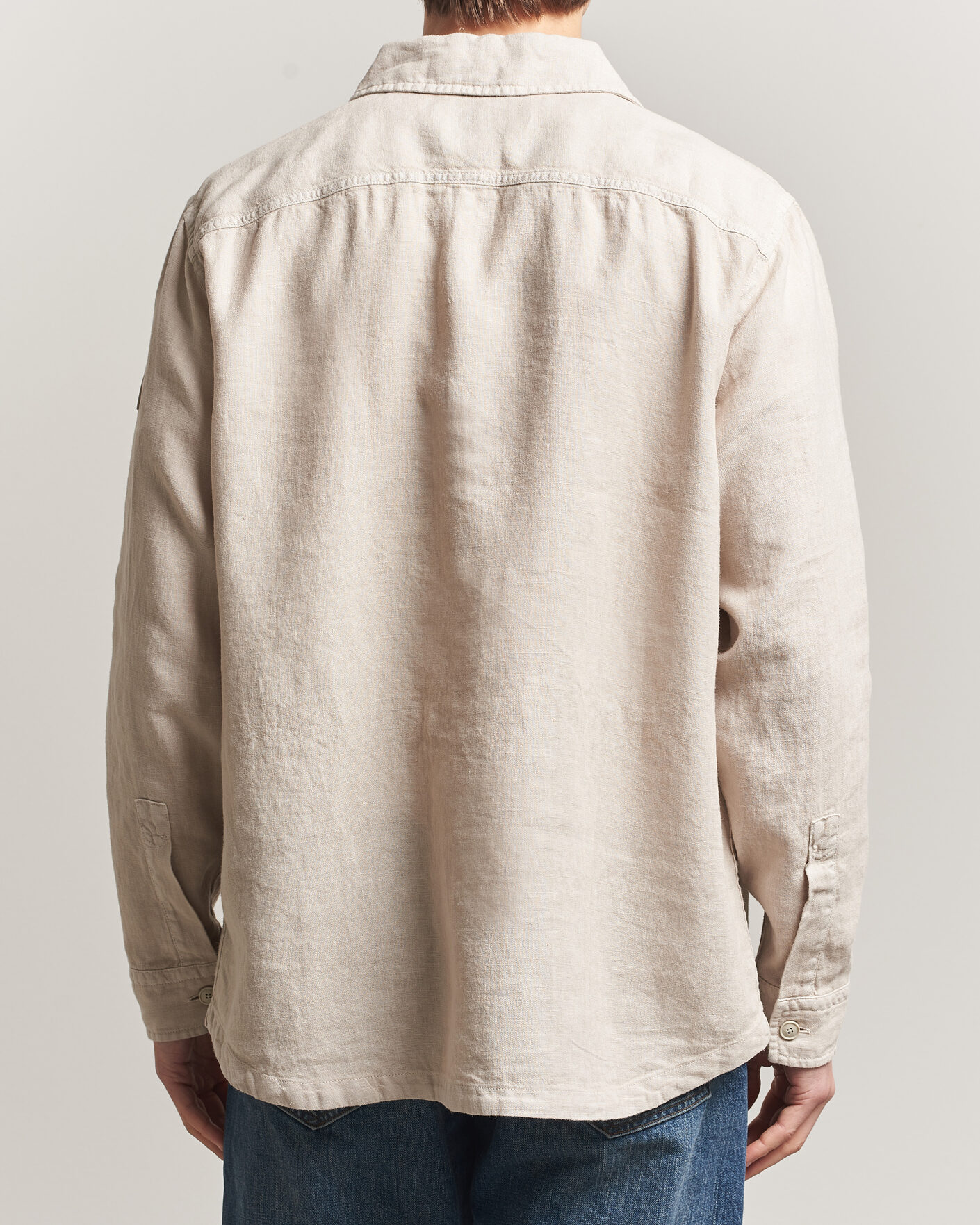 Herr | Skjortor | BOSS ORANGE | Locky Linen Overshirt Beige