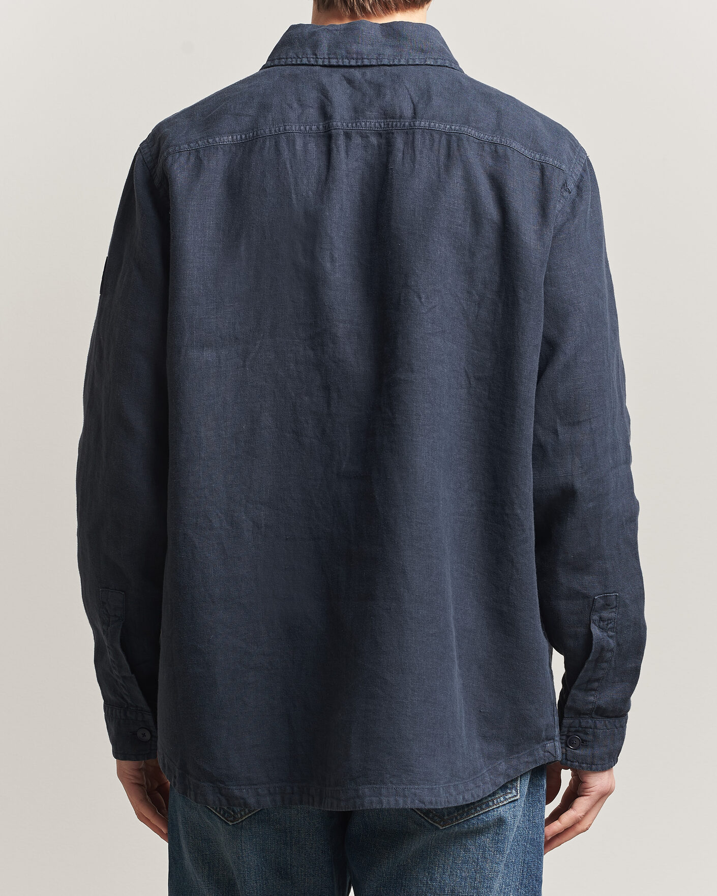 Herr | Skjortor | BOSS ORANGE | Locky Linen Overshirt Dark Blue