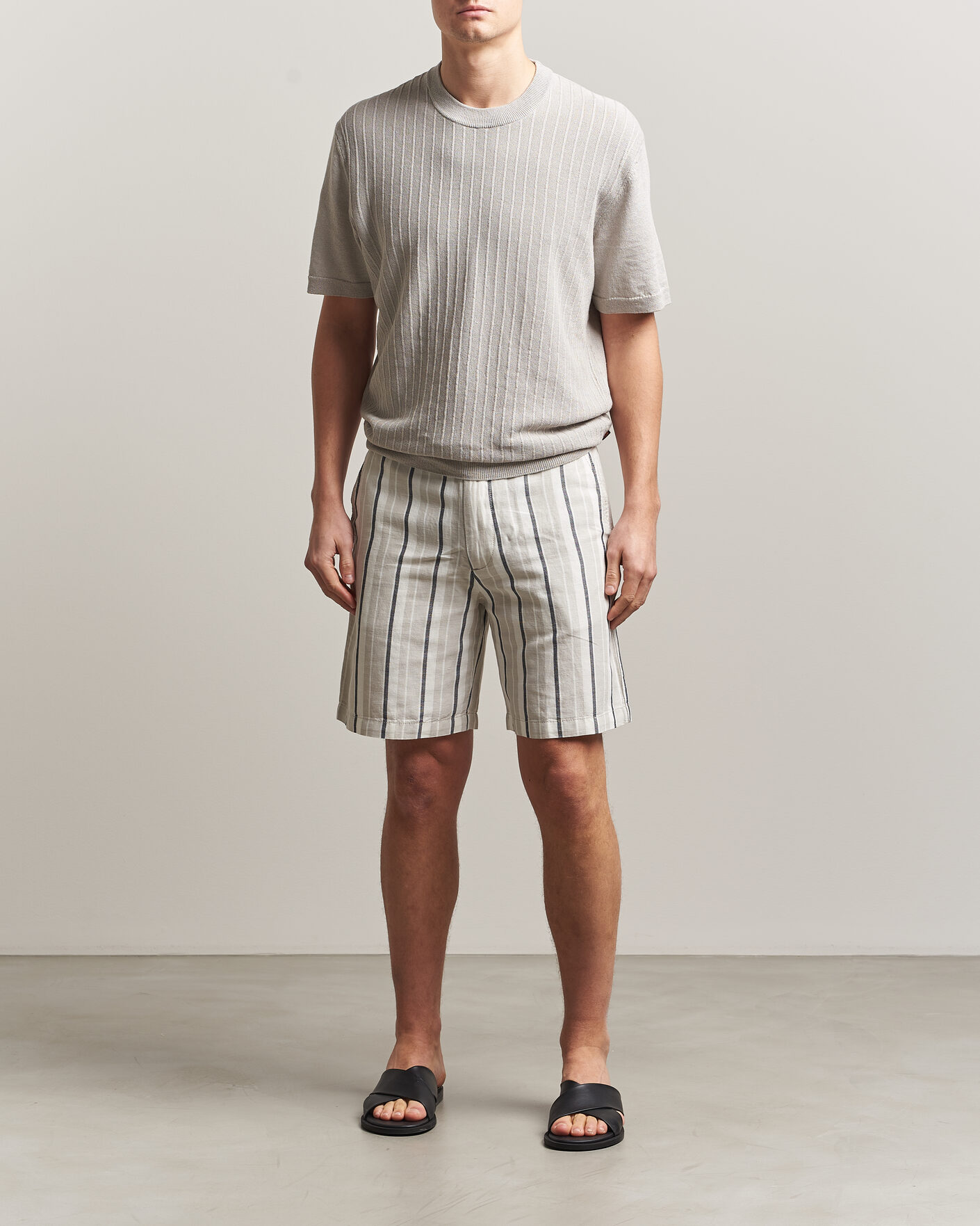 Herr | T-Shirts | BOSS ORANGE | Kajordino Linen/Cotton Knitted T-Shirt Beige