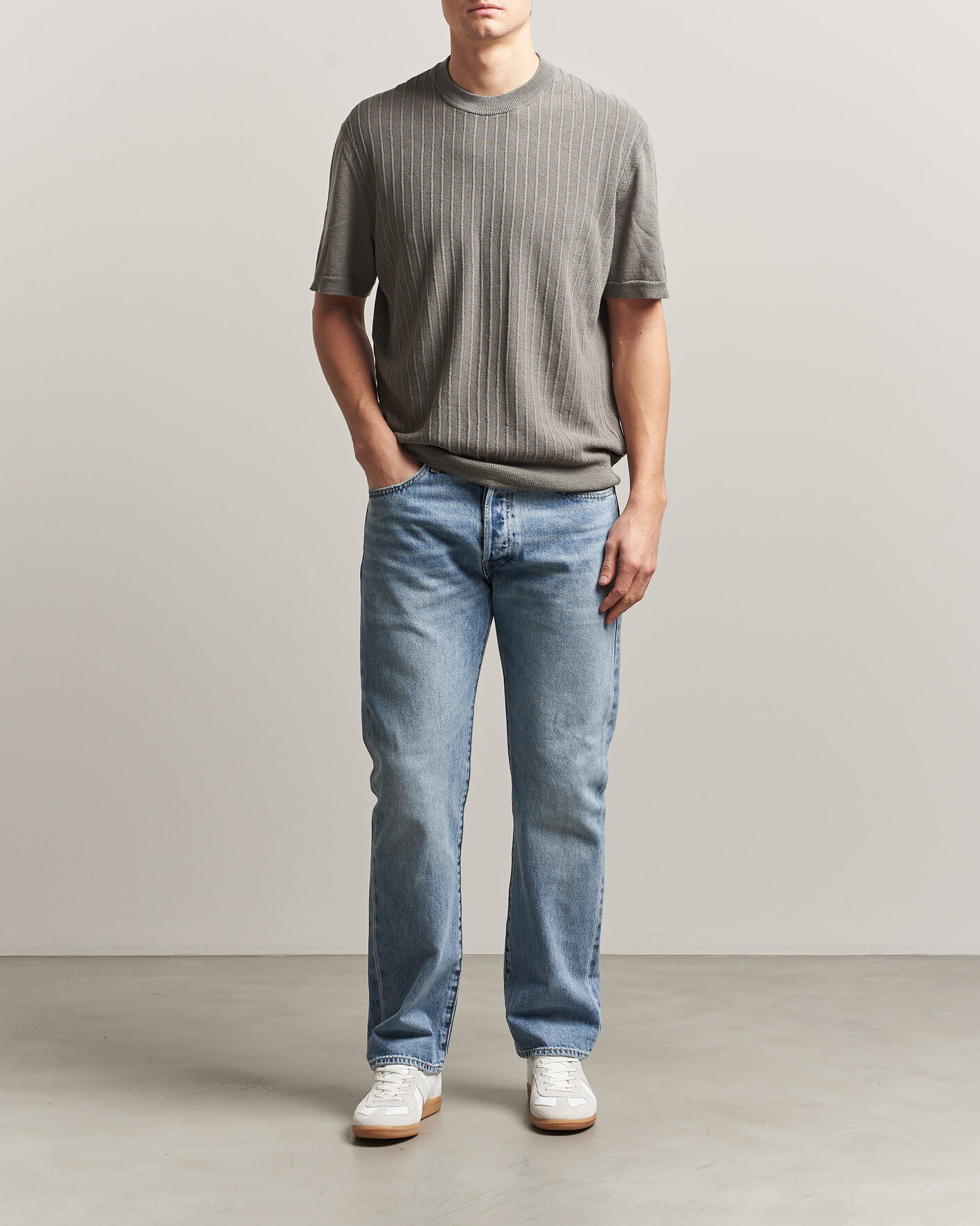 Herr | T-Shirts | BOSS ORANGE | Kajordino Linen/Cotton Knitted T-Shirt Green