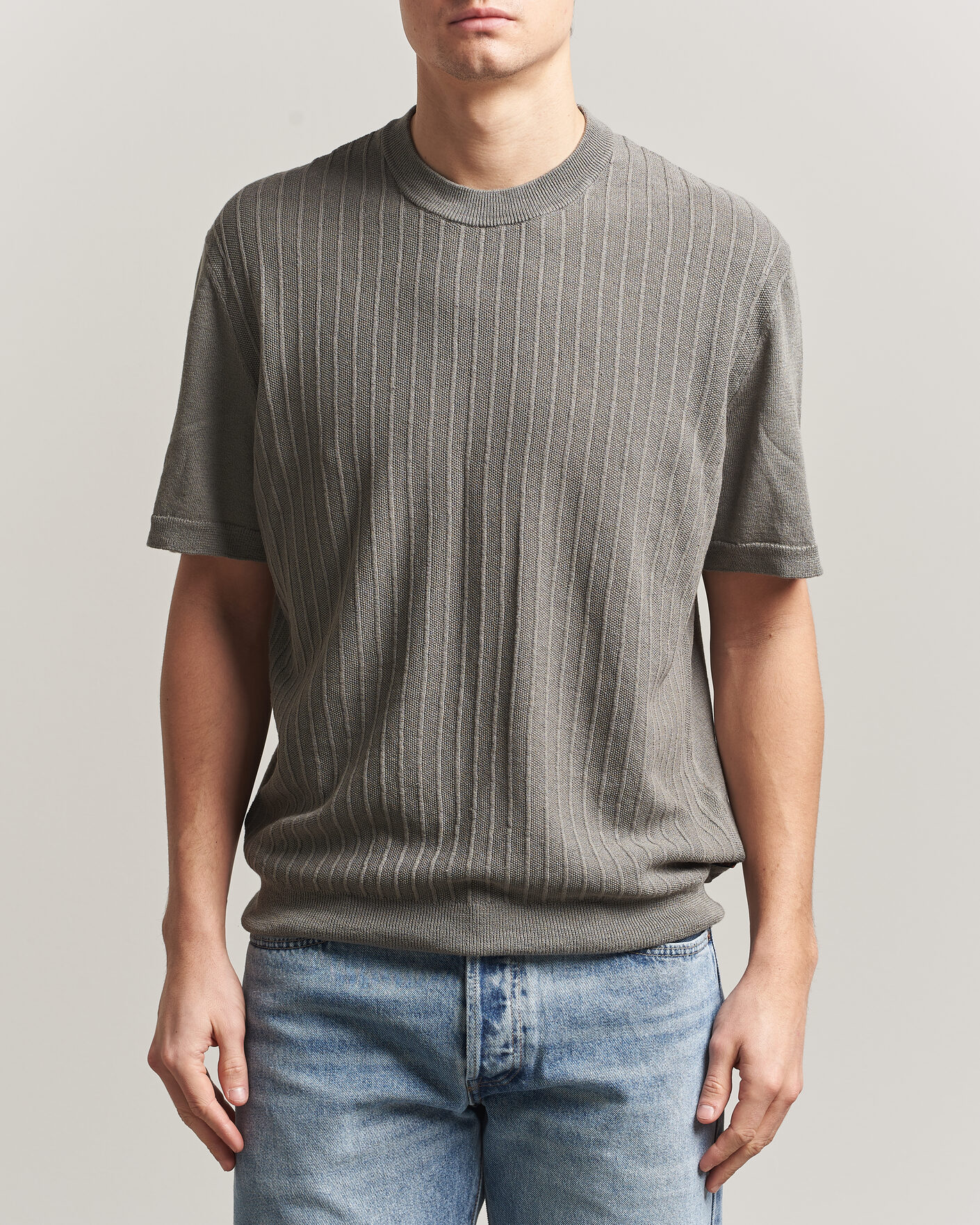 Herr | T-Shirts | BOSS ORANGE | Kajordino Linen/Cotton Knitted T-Shirt Green