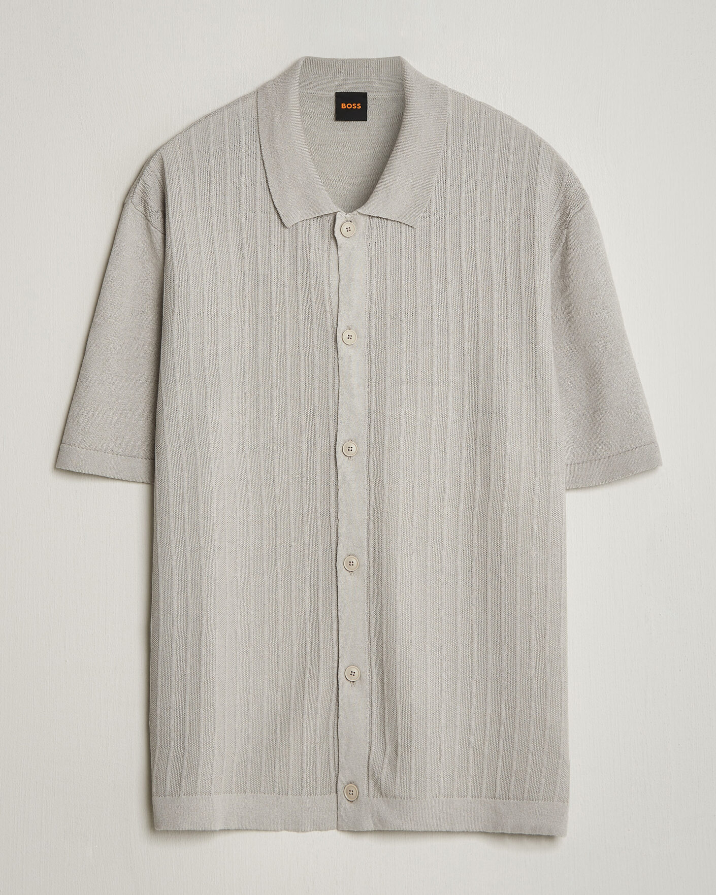 Herr | Skjortor | BOSS ORANGE | Amicino Linen/Cotton Knitted Shirt Beige