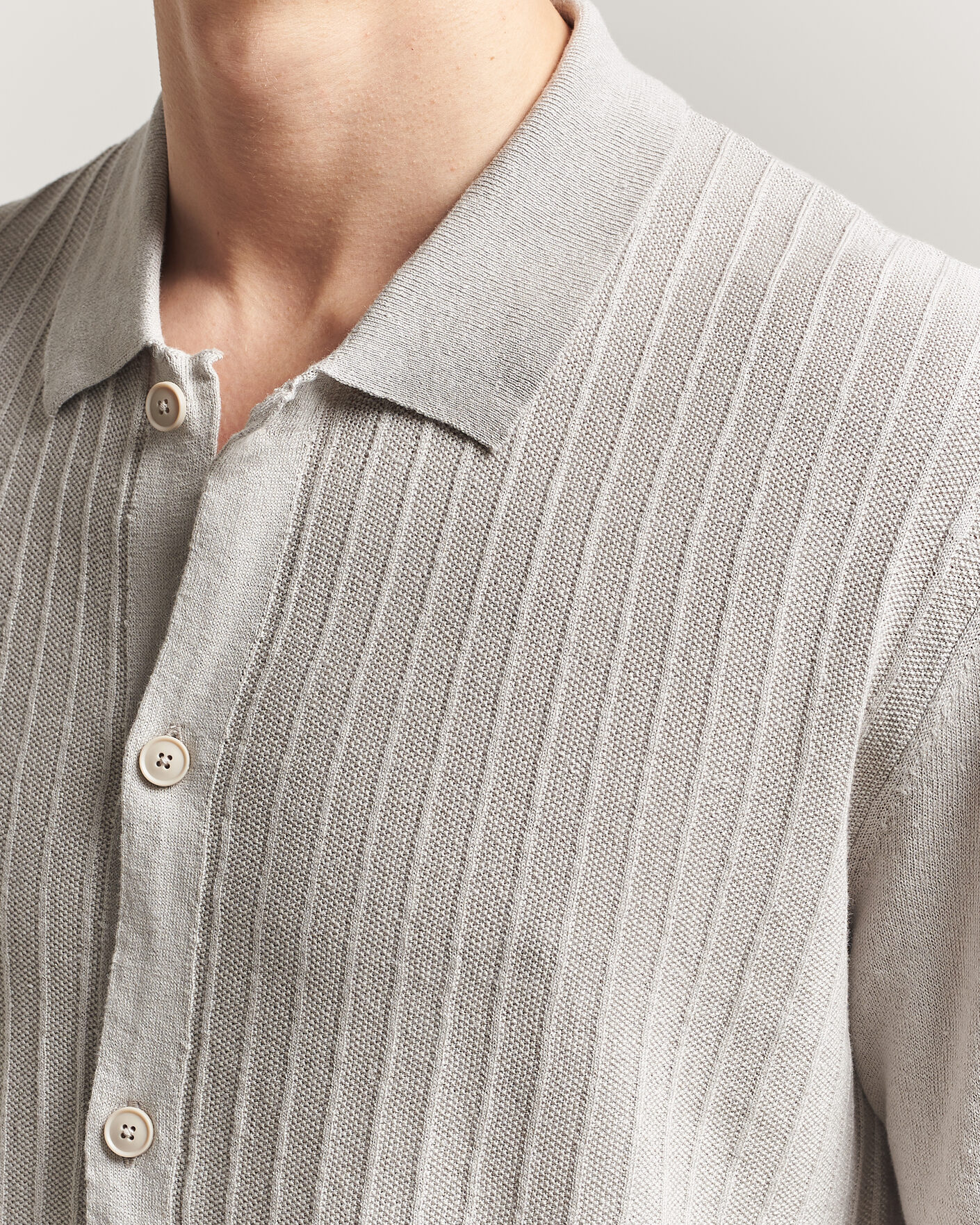 Herr | Skjortor | BOSS ORANGE | Amicino Linen/Cotton Knitted Shirt Beige