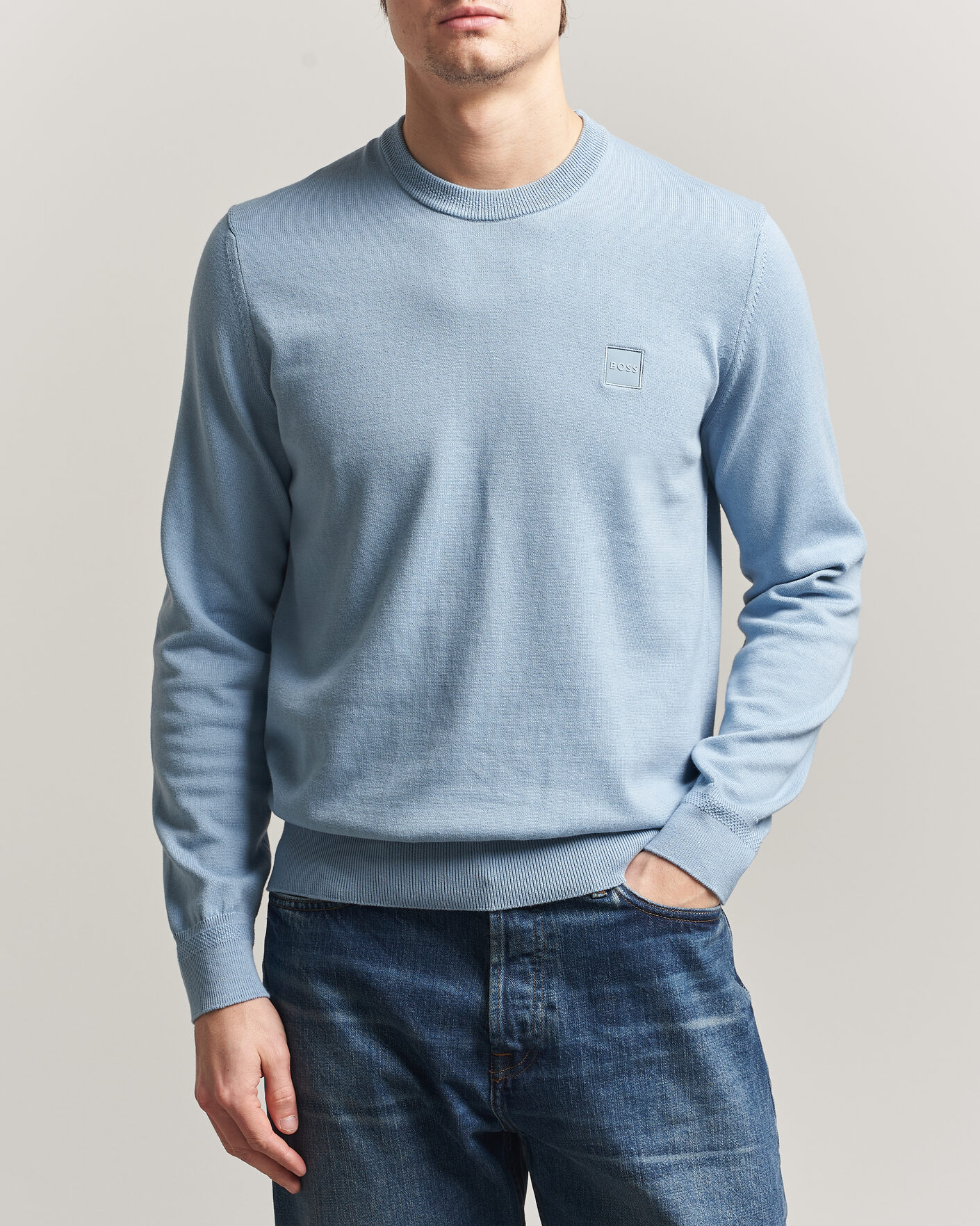 Herr | Tröjor | BOSS ORANGE | Kanovano Knitted Sweater Light Blue