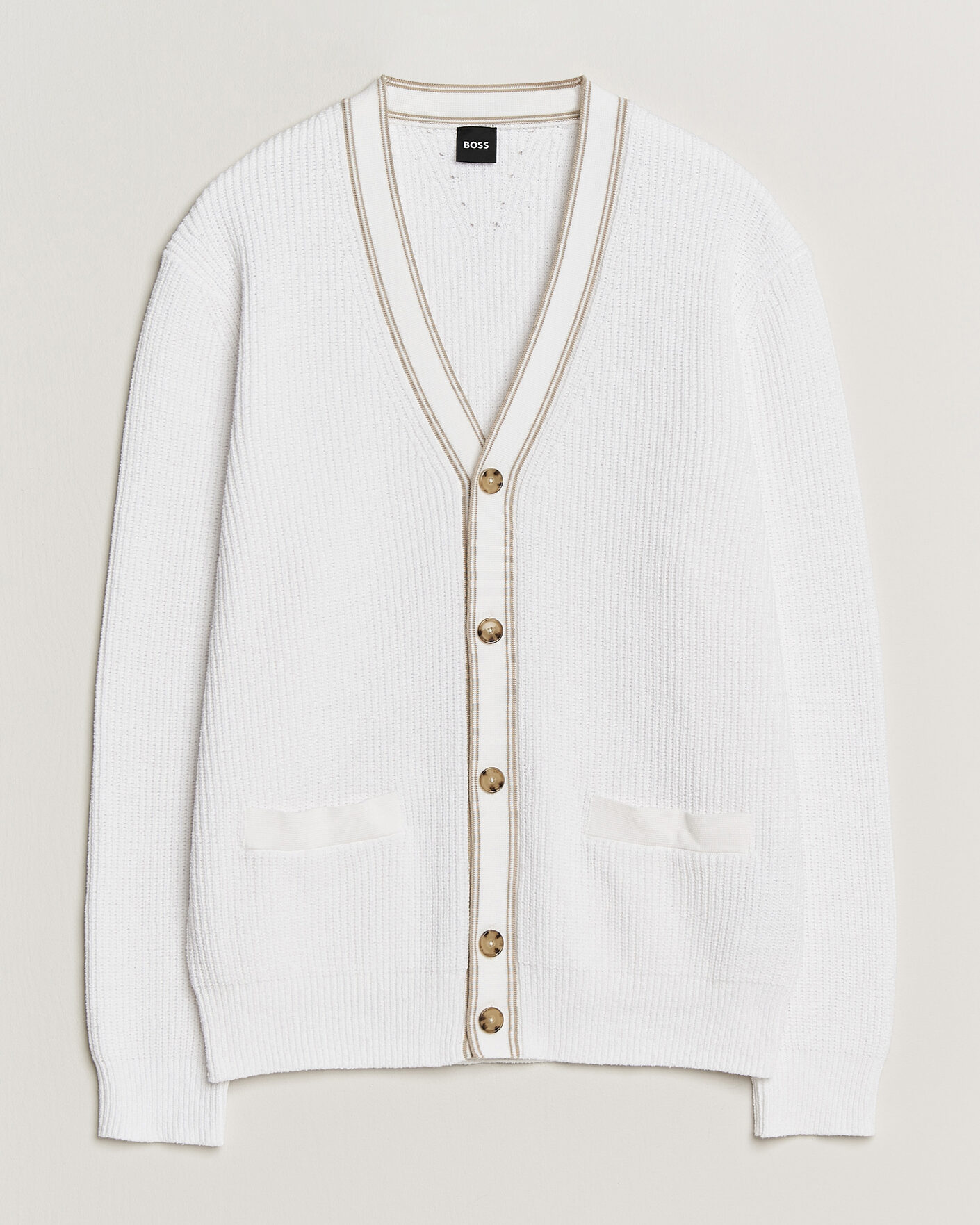 Herr | Tröjor | BOSS BLACK | Napoli Knitted Cardigan White