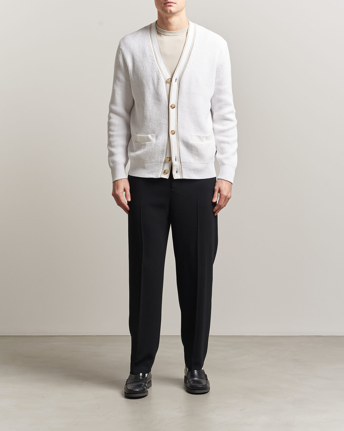 Herr | Tröjor | BOSS BLACK | Napoli Knitted Cardigan White