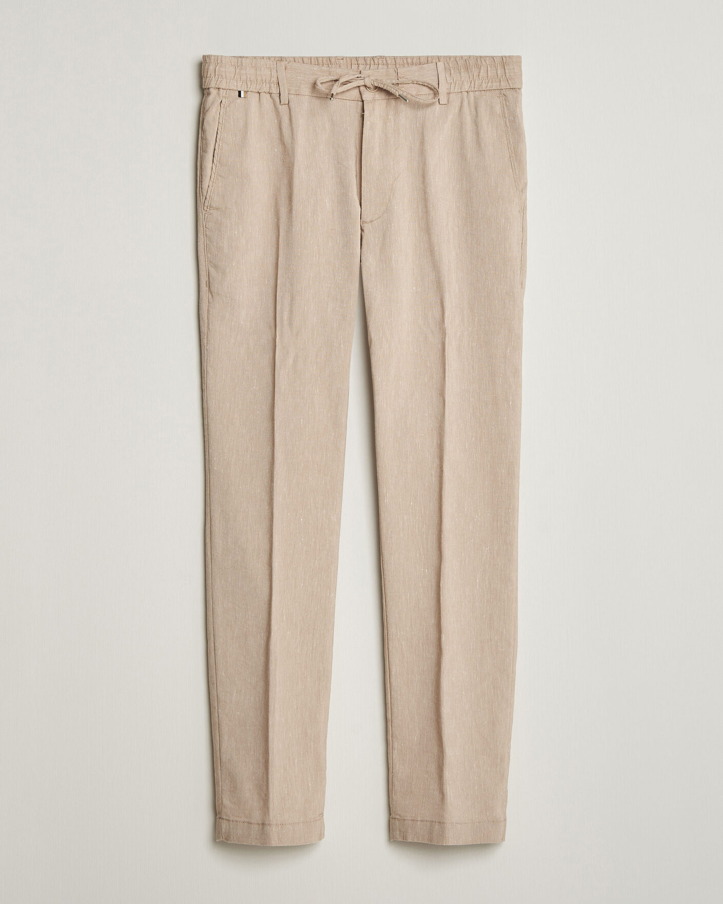 Herr | Byxor | BOSS BLACK | Kane Linen Drawstring Trousers Open Beige