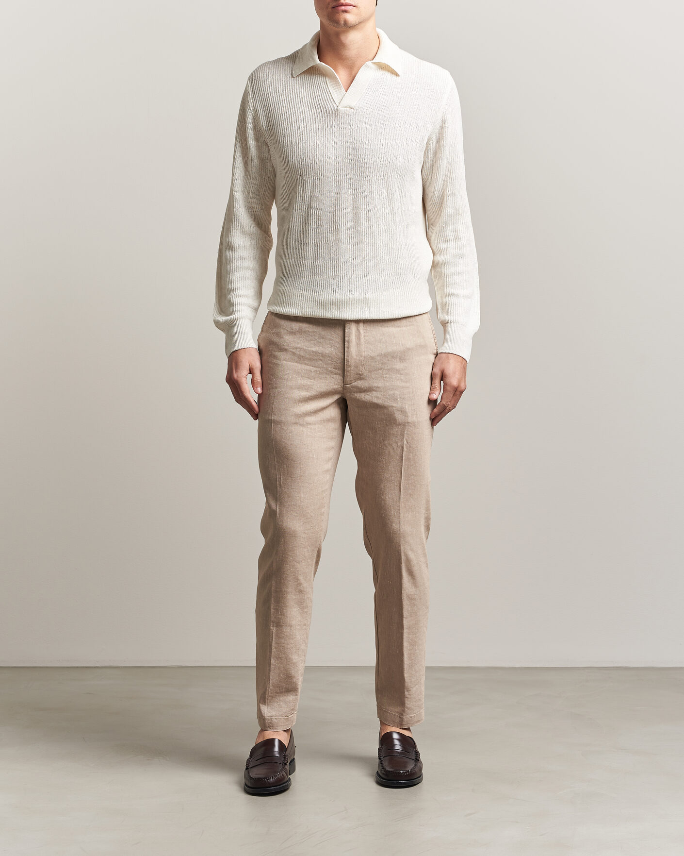 Herr | Byxor | BOSS BLACK | Kane Linen Drawstring Trousers Open Beige