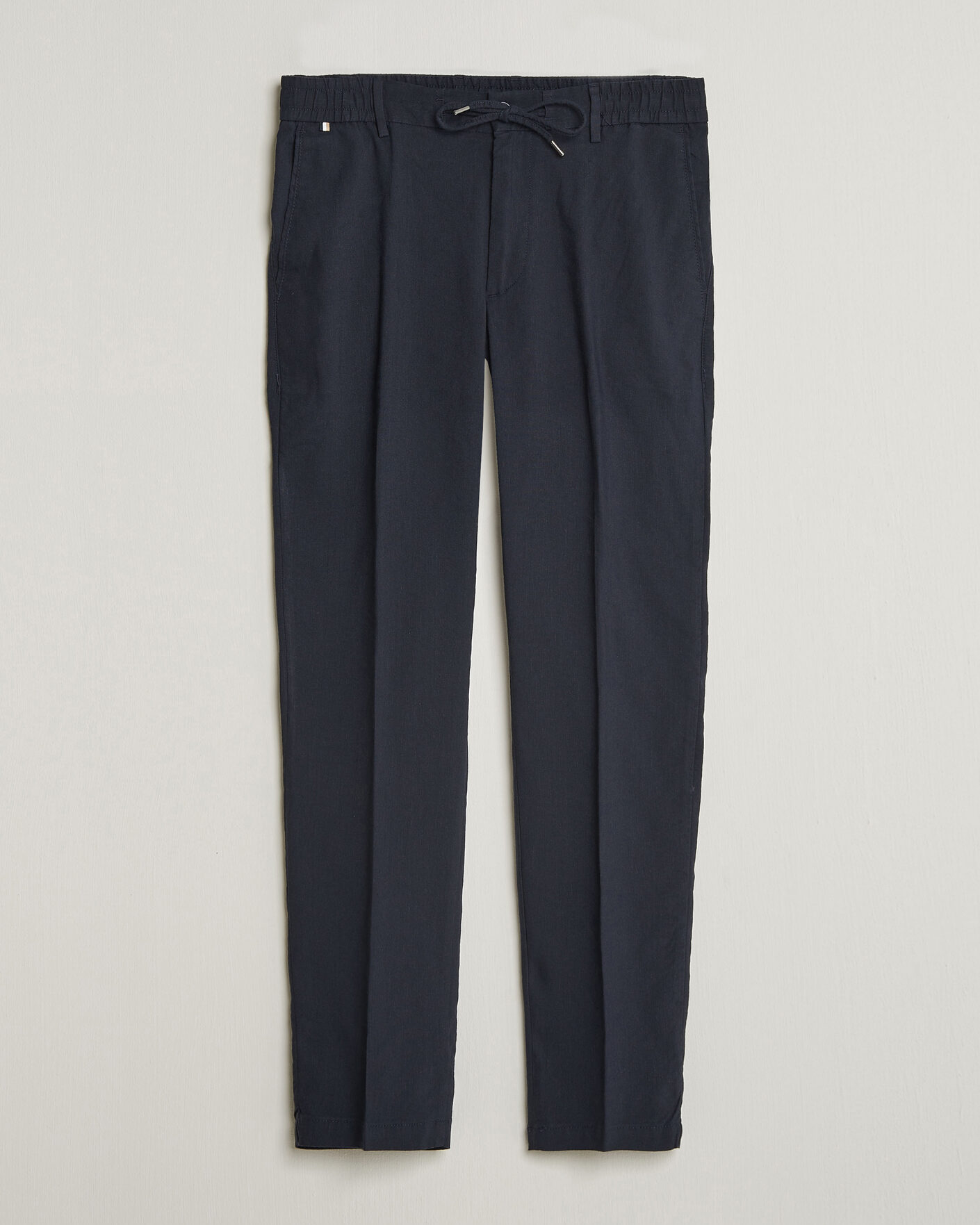 Herr | Byxor | BOSS BLACK | Kane Linen Drawstring Trousers Dark Blue
