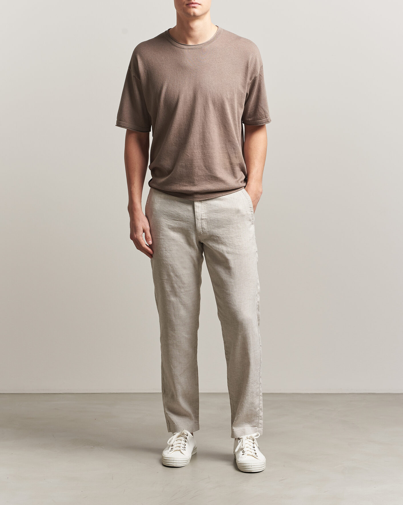 Herr | Byxor | BOSS ORANGE | Sanderson Linen Pants Open Grey