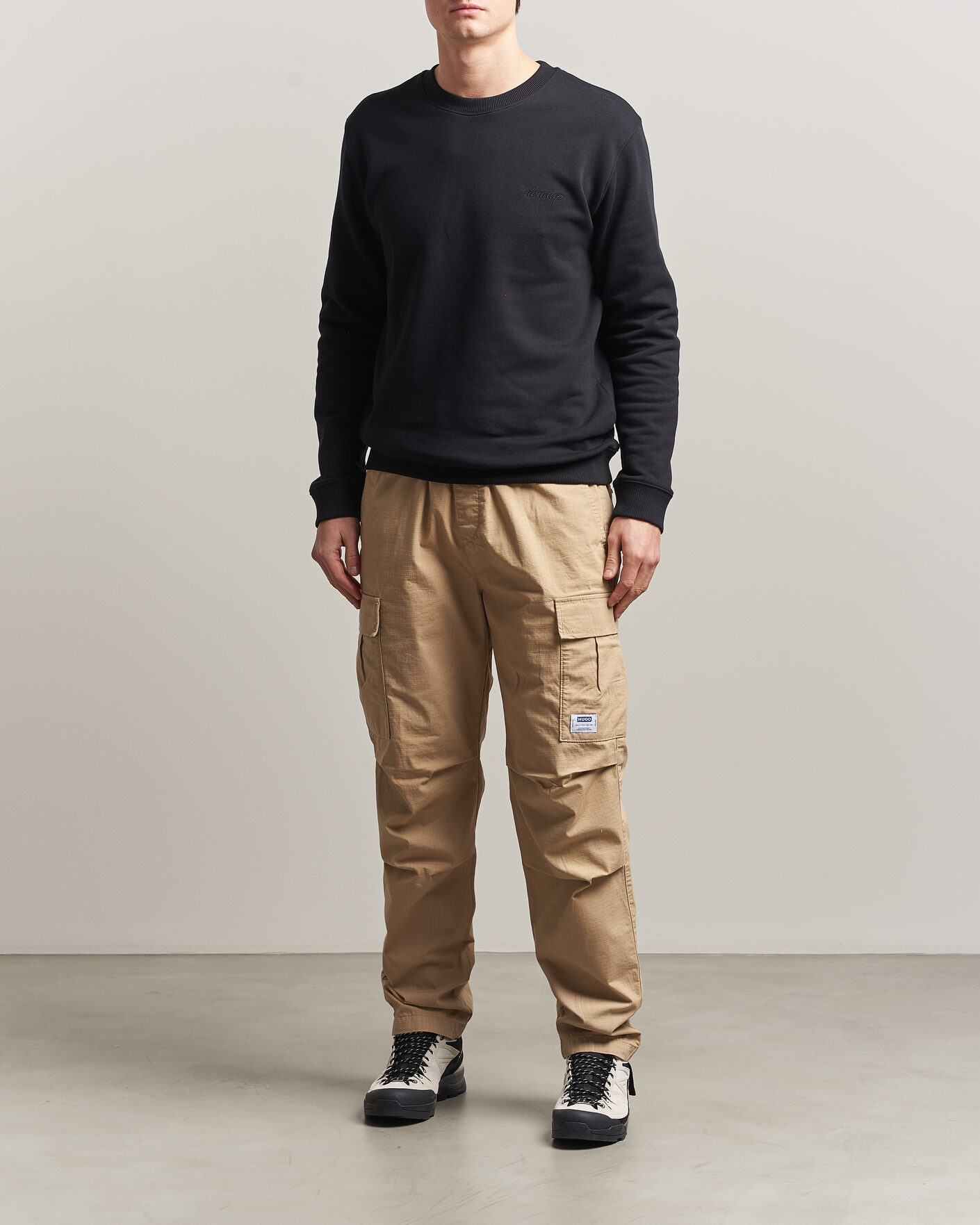 Herr | Byxor | HUGO | Gadic Cargo Drawstring Pants Medium Beige