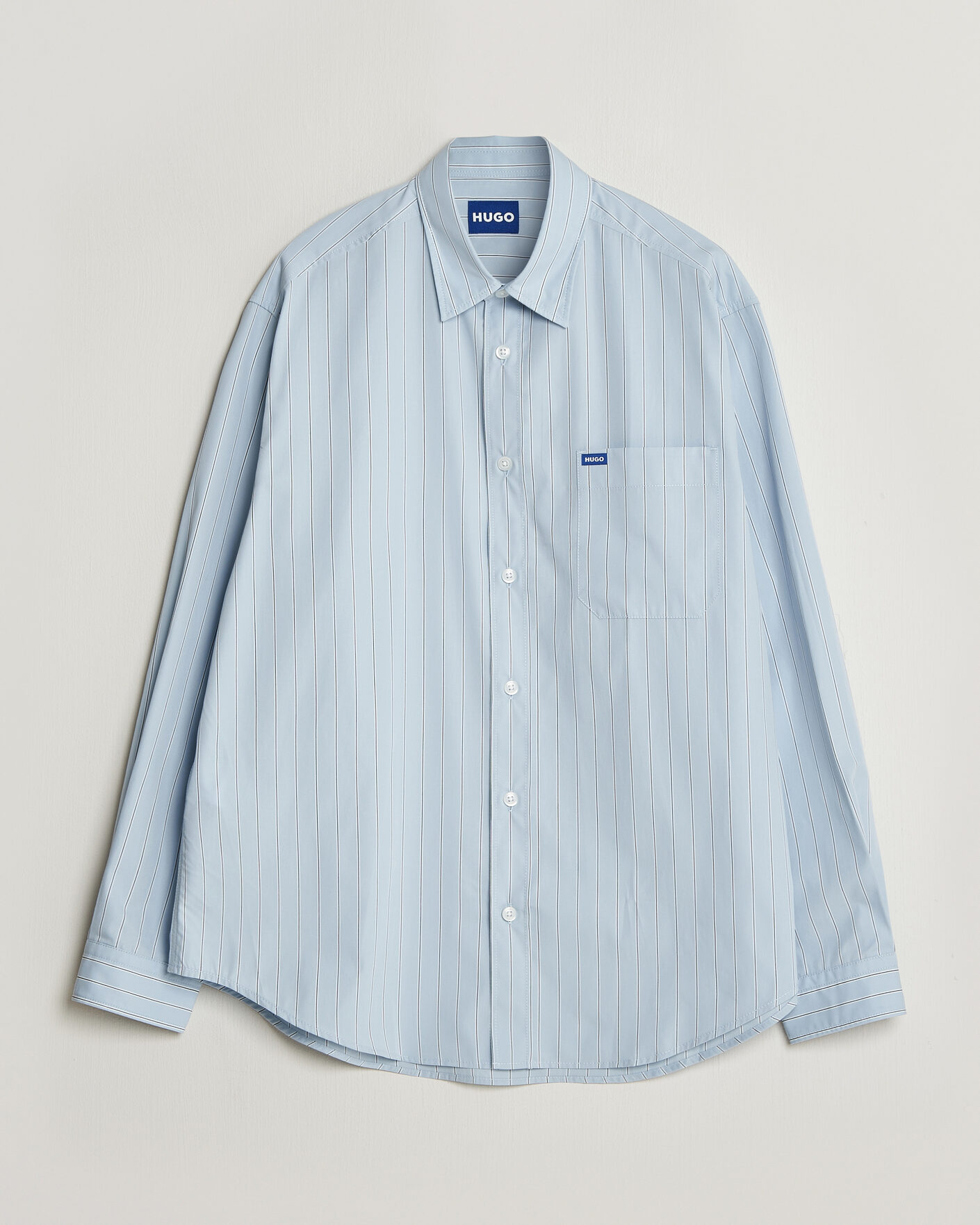 Herr | Skjortor | HUGO | Ebalto Striped Cotton Shirt Open Blue