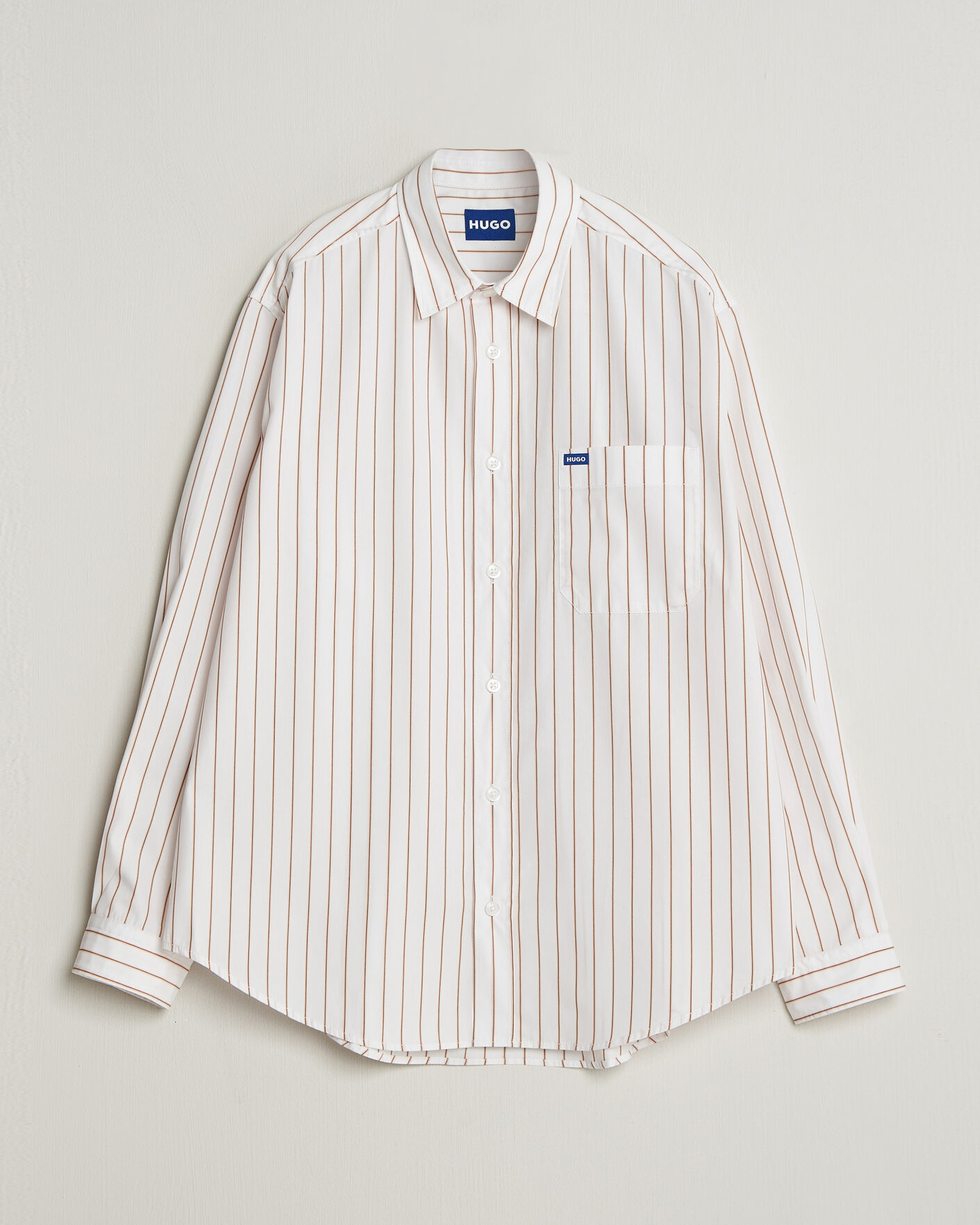 Herr | Skjortor | HUGO | Ebalto Striped Cotton Shirt Light Orange