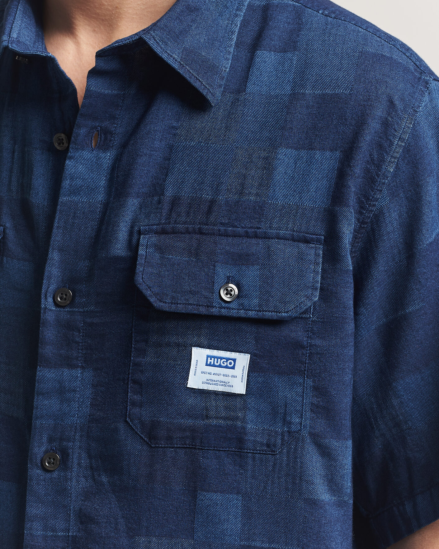 Herr | Skjortor | HUGO | Ekyno Workwear Short Sleeve Shirt Dark Blue