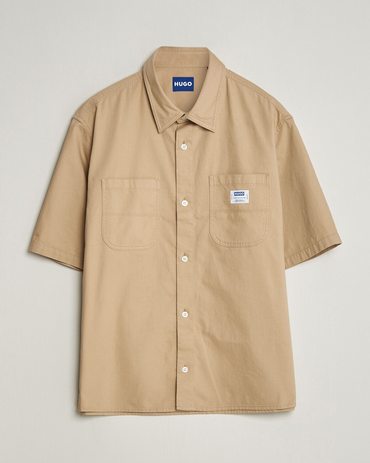 Herr | Skjortor | HUGO | Ebwin Workwear Short Sleeve Shirt Medium Beige