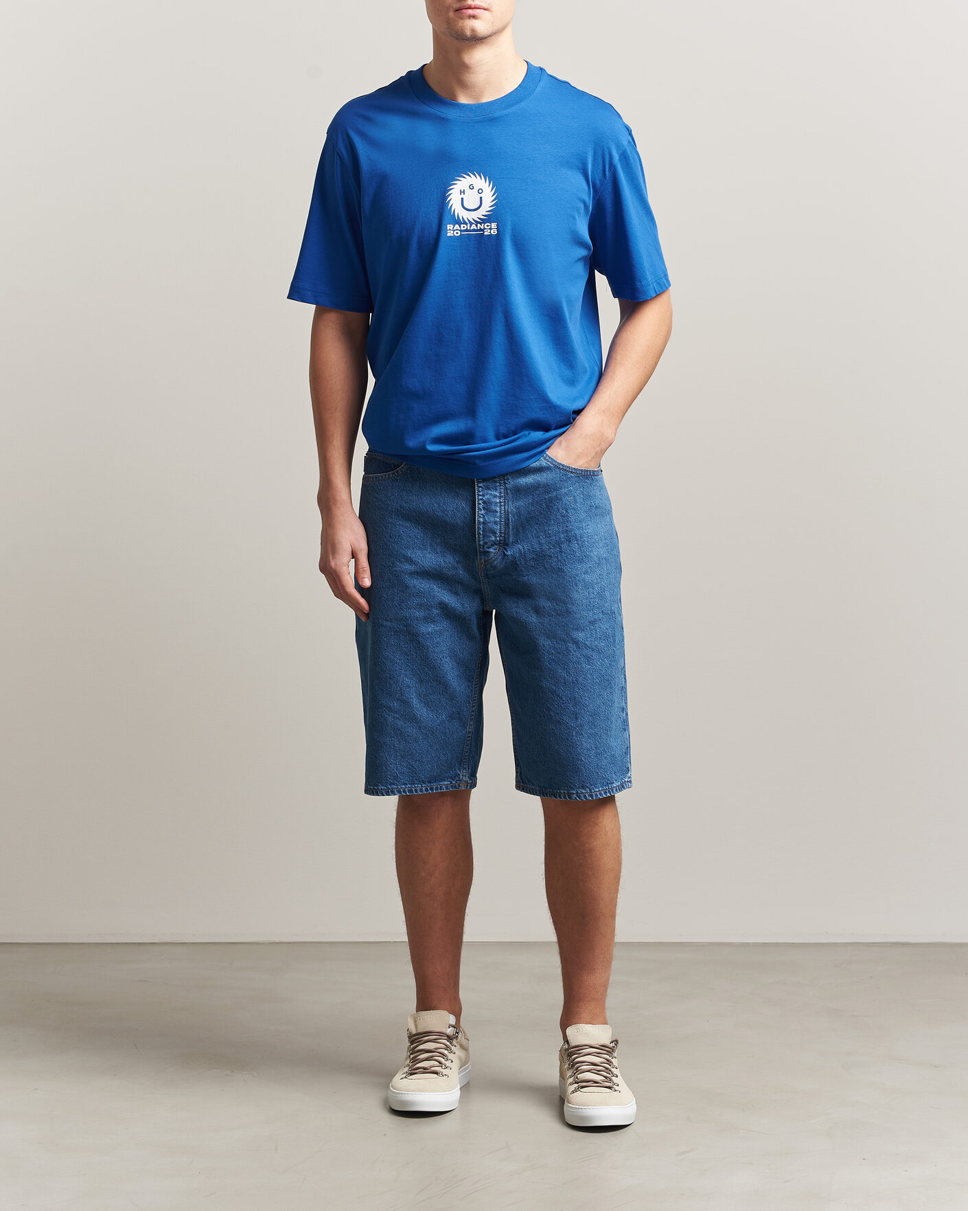 Herr | T-Shirts | HUGO | Nunarix Printed Crew Neck T-Shirt Open Blue