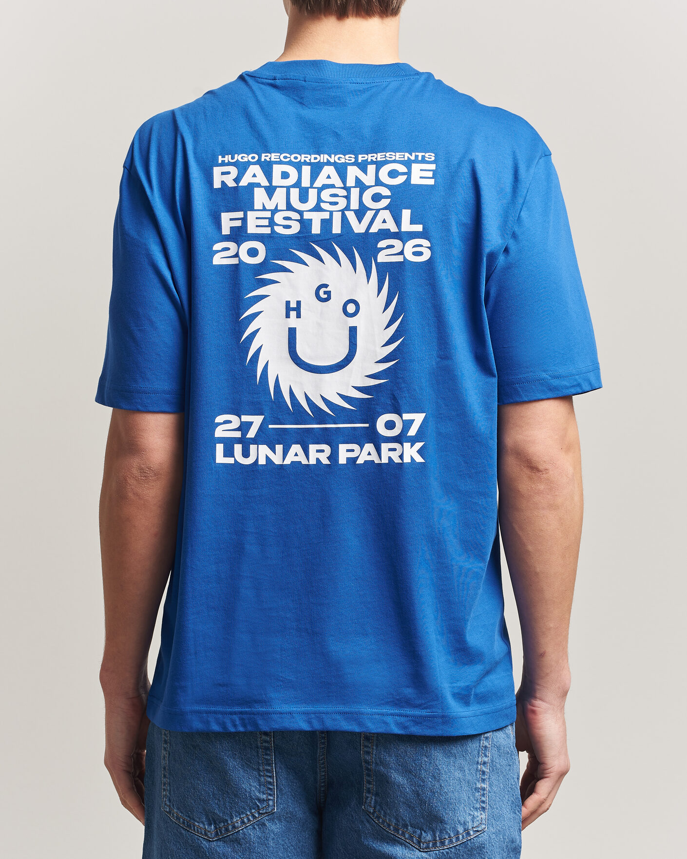 Herr | T-Shirts | HUGO | Nunarix Printed Crew Neck T-Shirt Open Blue