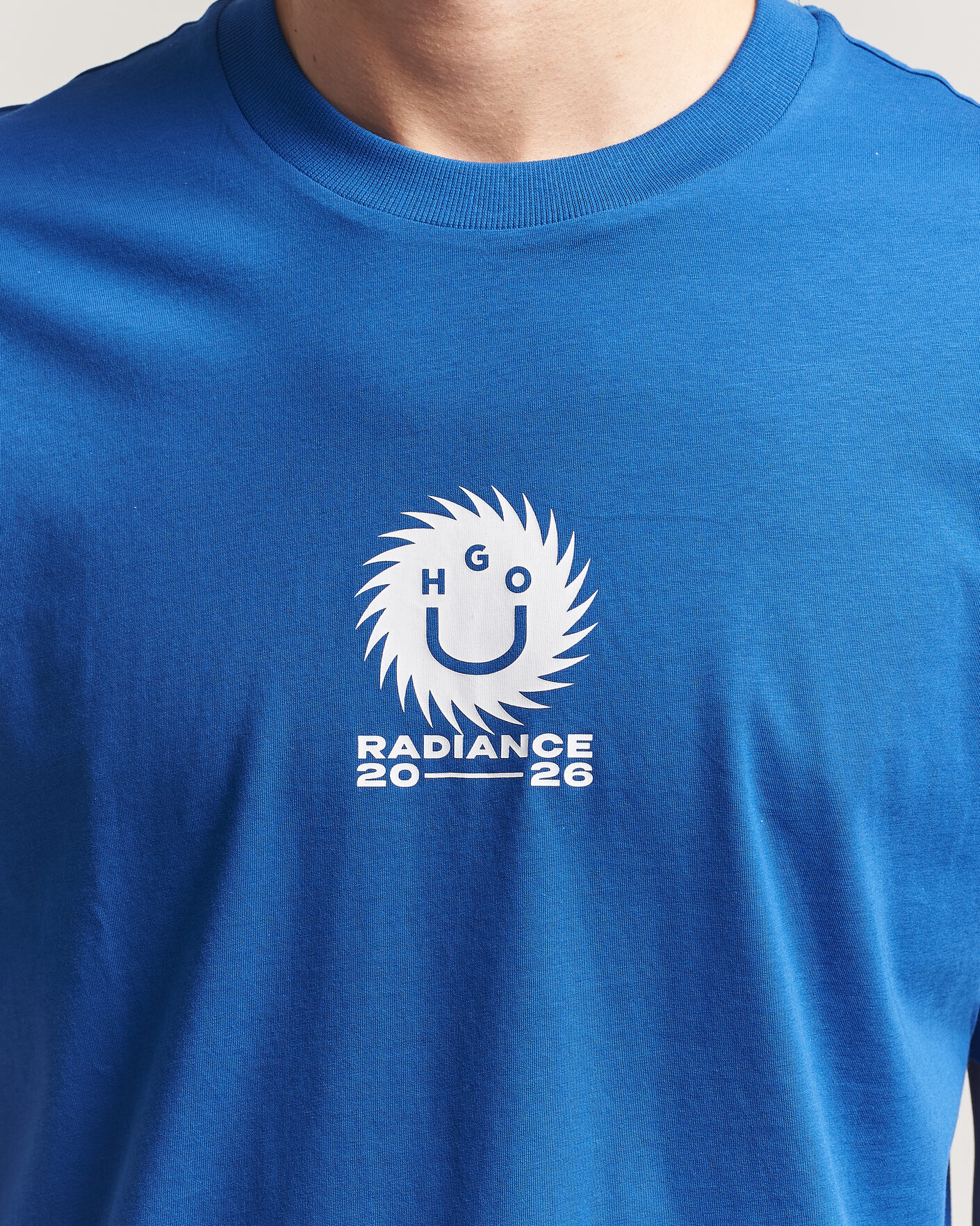 Herr | T-Shirts | HUGO | Nunarix Printed Crew Neck T-Shirt Open Blue