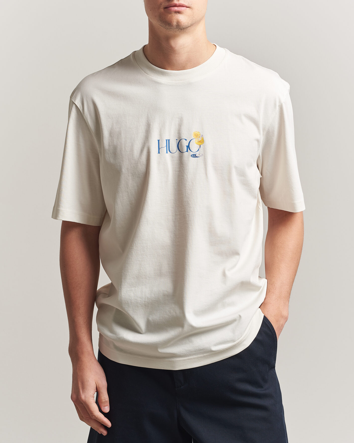 Herr | T-Shirts | HUGO | Nulaxo Printed Crew Neck T-Shirt Open White