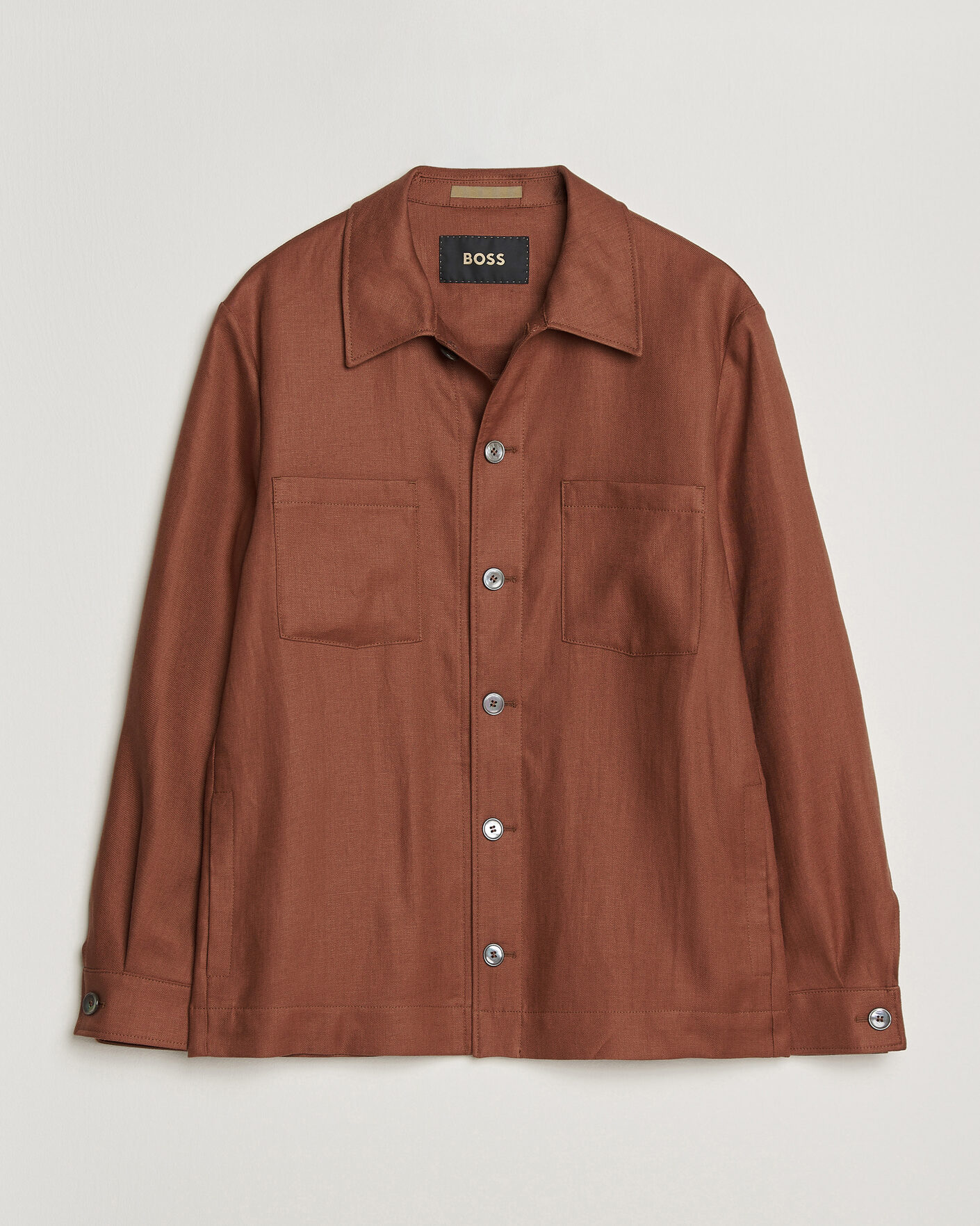 Herr | Skjortor | BOSS CAMEL | Corvin Linen Overshirt Medium Brown