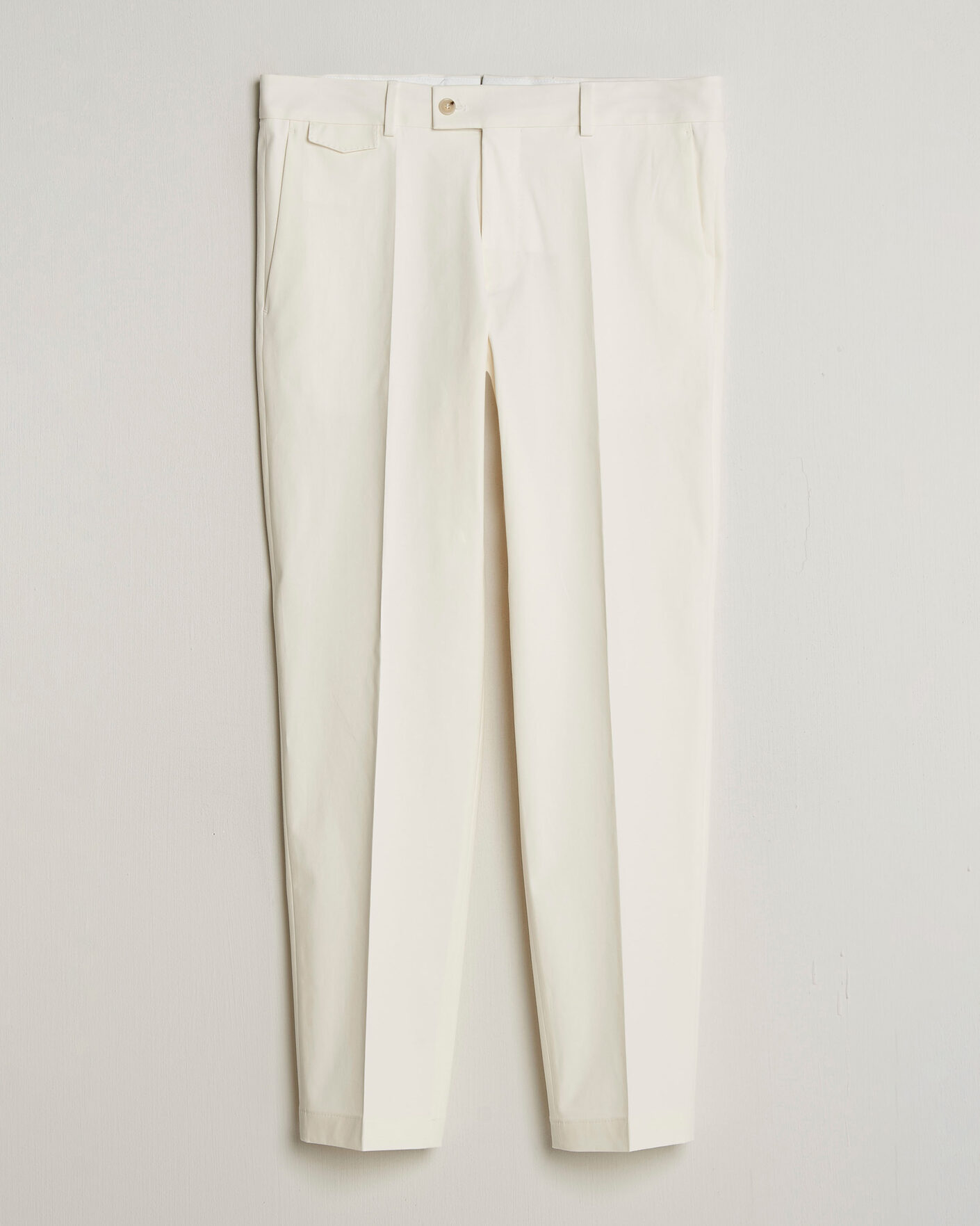 Herr | Byxor | BOSS CAMEL | Peet Cotton Pleated Trousers Open White