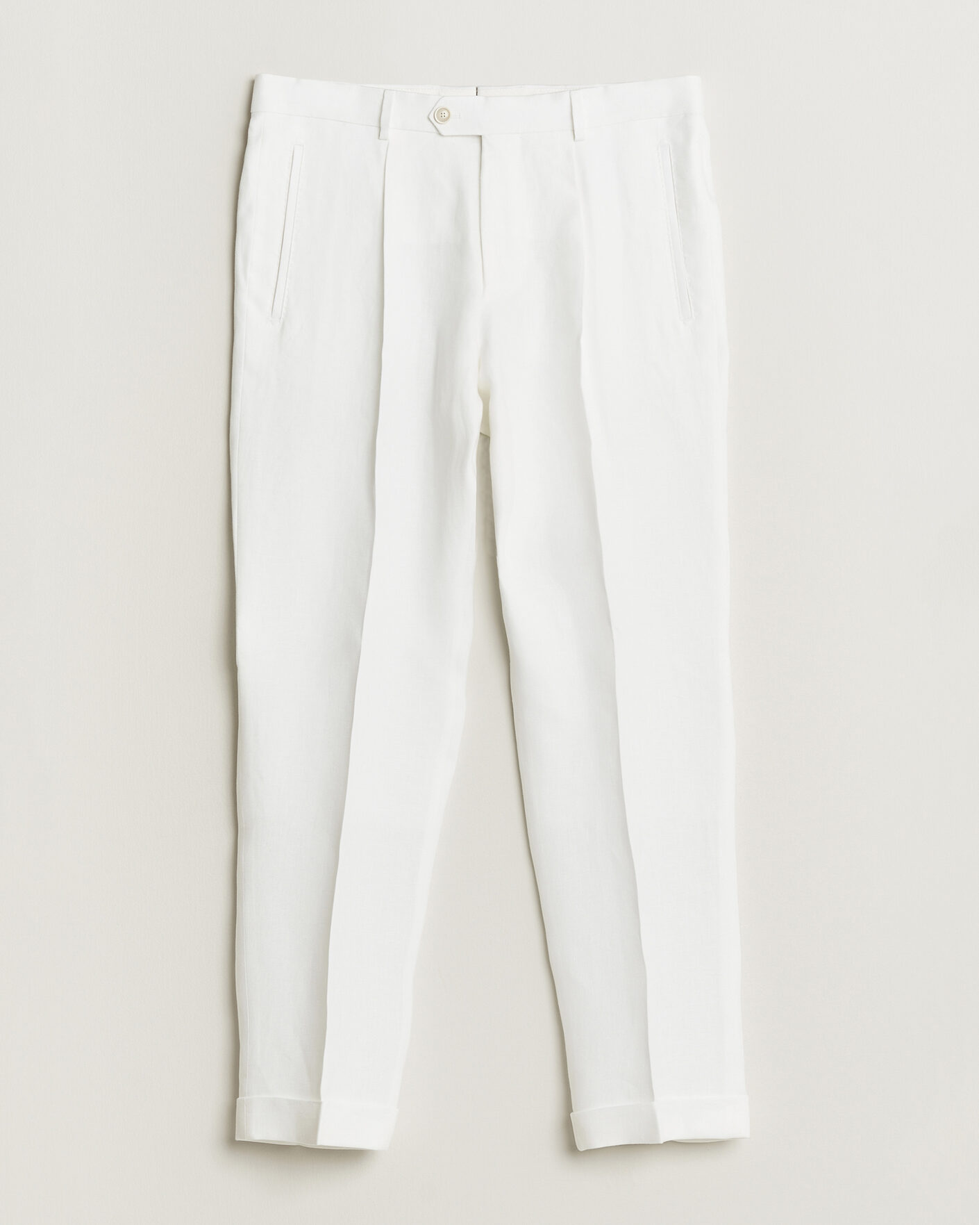 Herr | Byxor | BOSS CAMEL | Peet Linen Pleated Trousers White