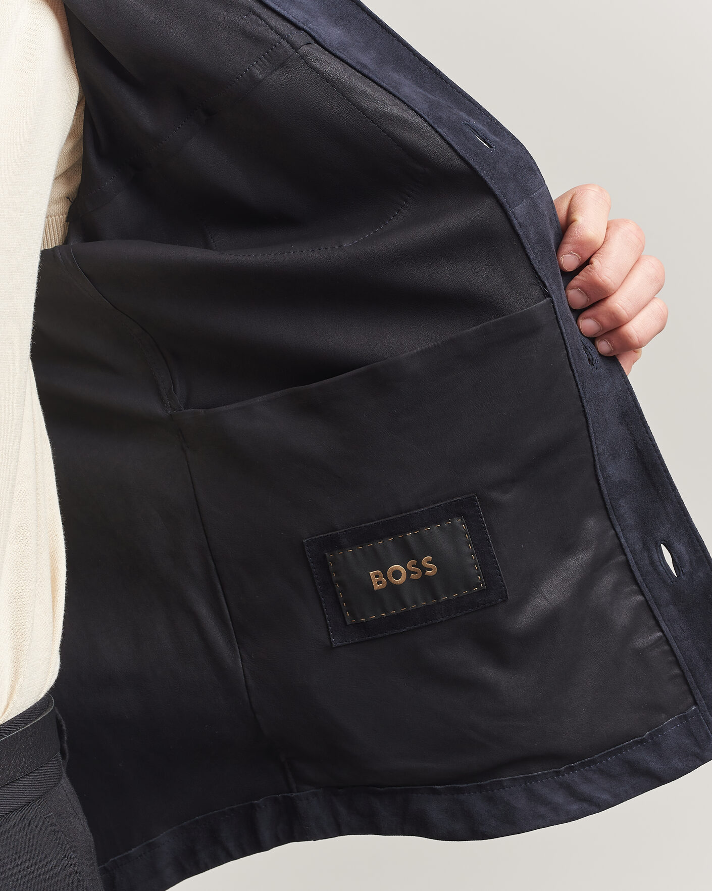 Herr | Jackor | BOSS CAMEL | Mando Suede Jacket Dark Blue