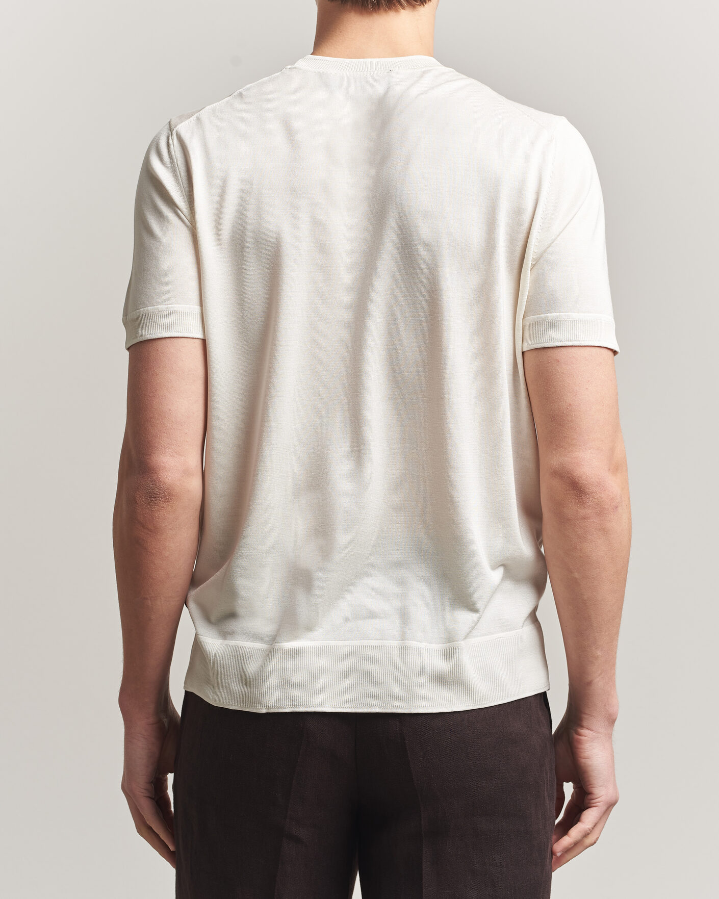 Herr | T-Shirts | BOSS CAMEL | Nottano Silk Knitted T-Shirt Open White