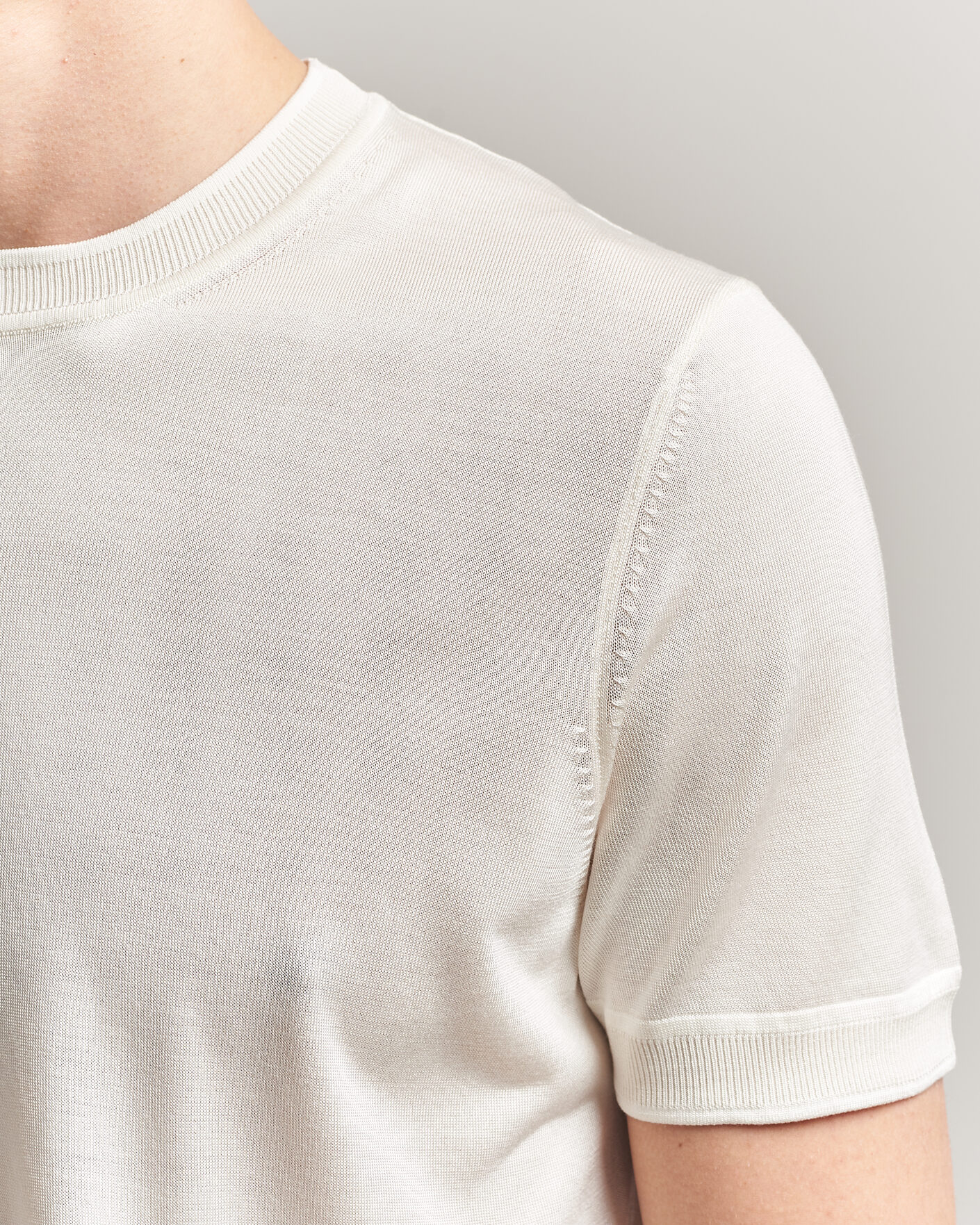 Herr | T-Shirts | BOSS CAMEL | Nottano Silk Knitted T-Shirt Open White