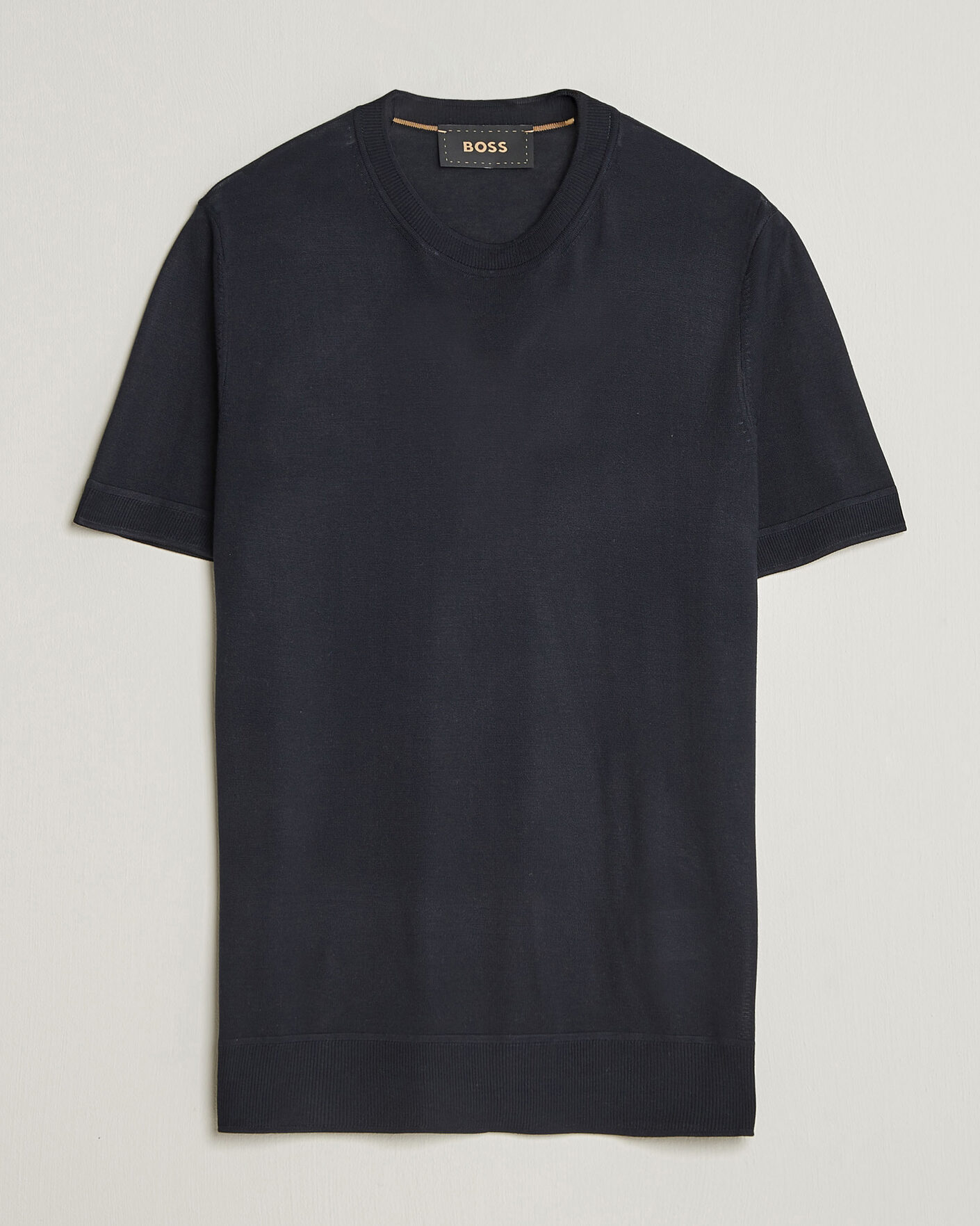 Herr | T-Shirts | BOSS CAMEL | Nottano Silk Knitted T-Shirt Dark Blue