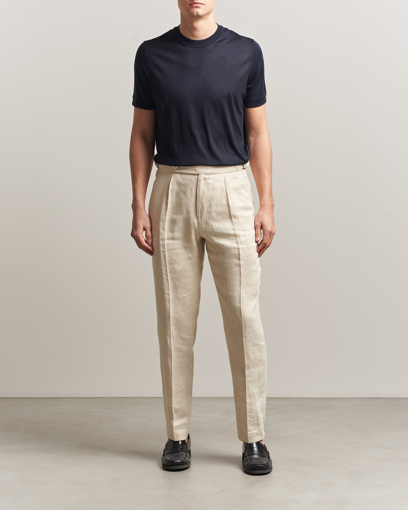 Herr | T-Shirts | BOSS CAMEL | Nottano Silk Knitted T-Shirt Dark Blue