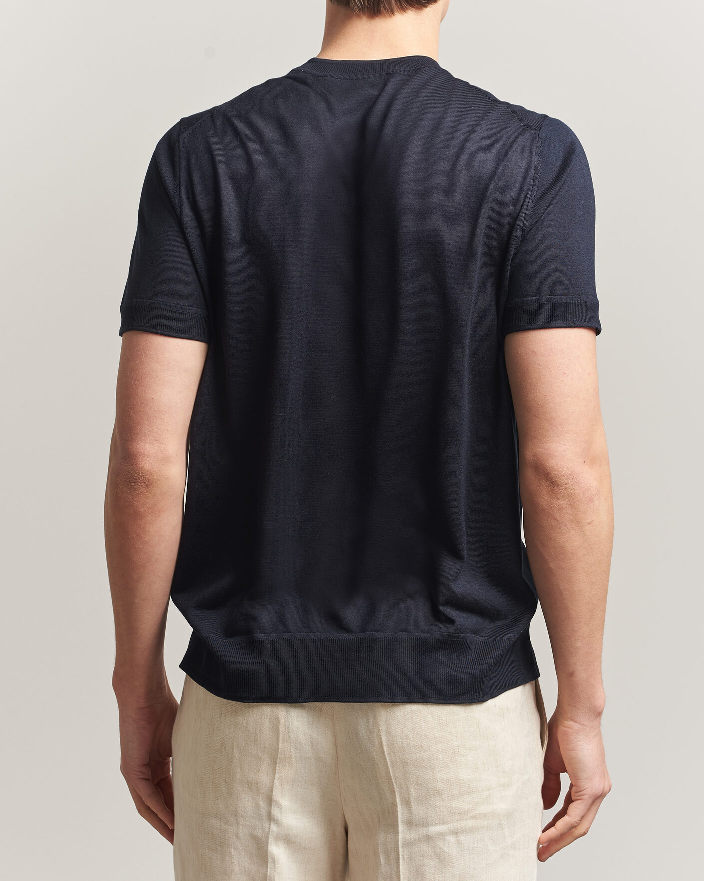Herr | T-Shirts | BOSS CAMEL | Nottano Silk Knitted T-Shirt Dark Blue