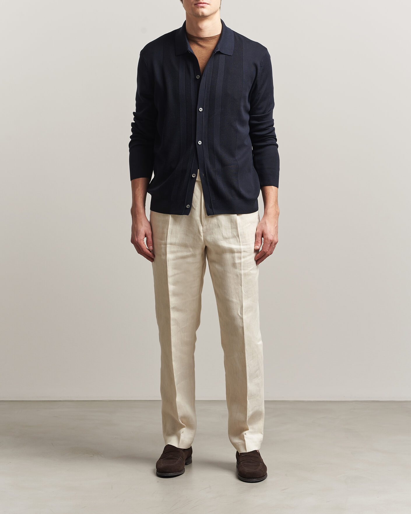 Herr | Tröjor | BOSS CAMEL | Nicolo Silk Knitted Cardigan Dark Blue