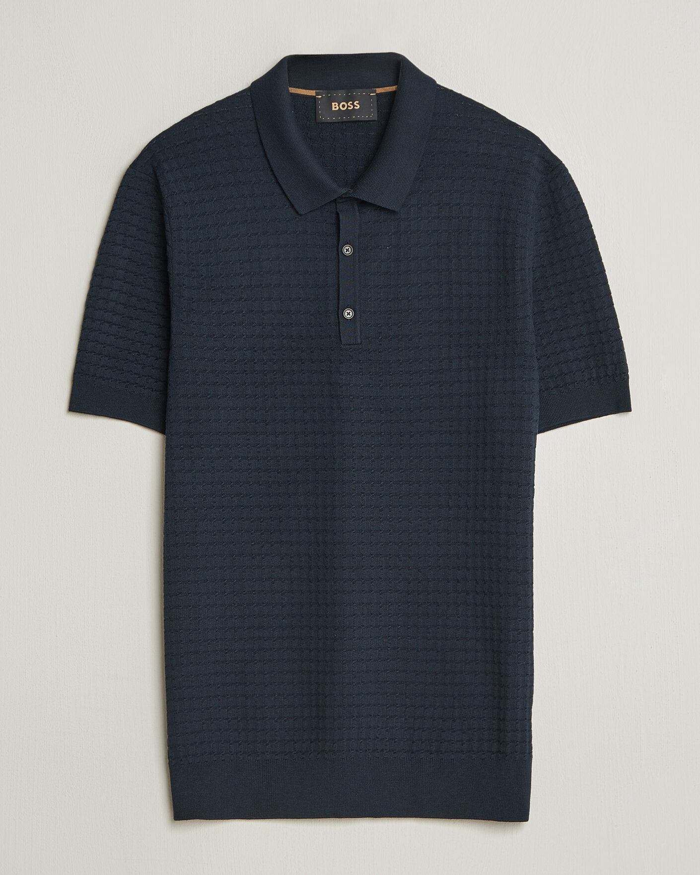 Herr | Pikéer | BOSS CAMEL | Nadalione Silk/Cotton Knitted Polo Dark Blue