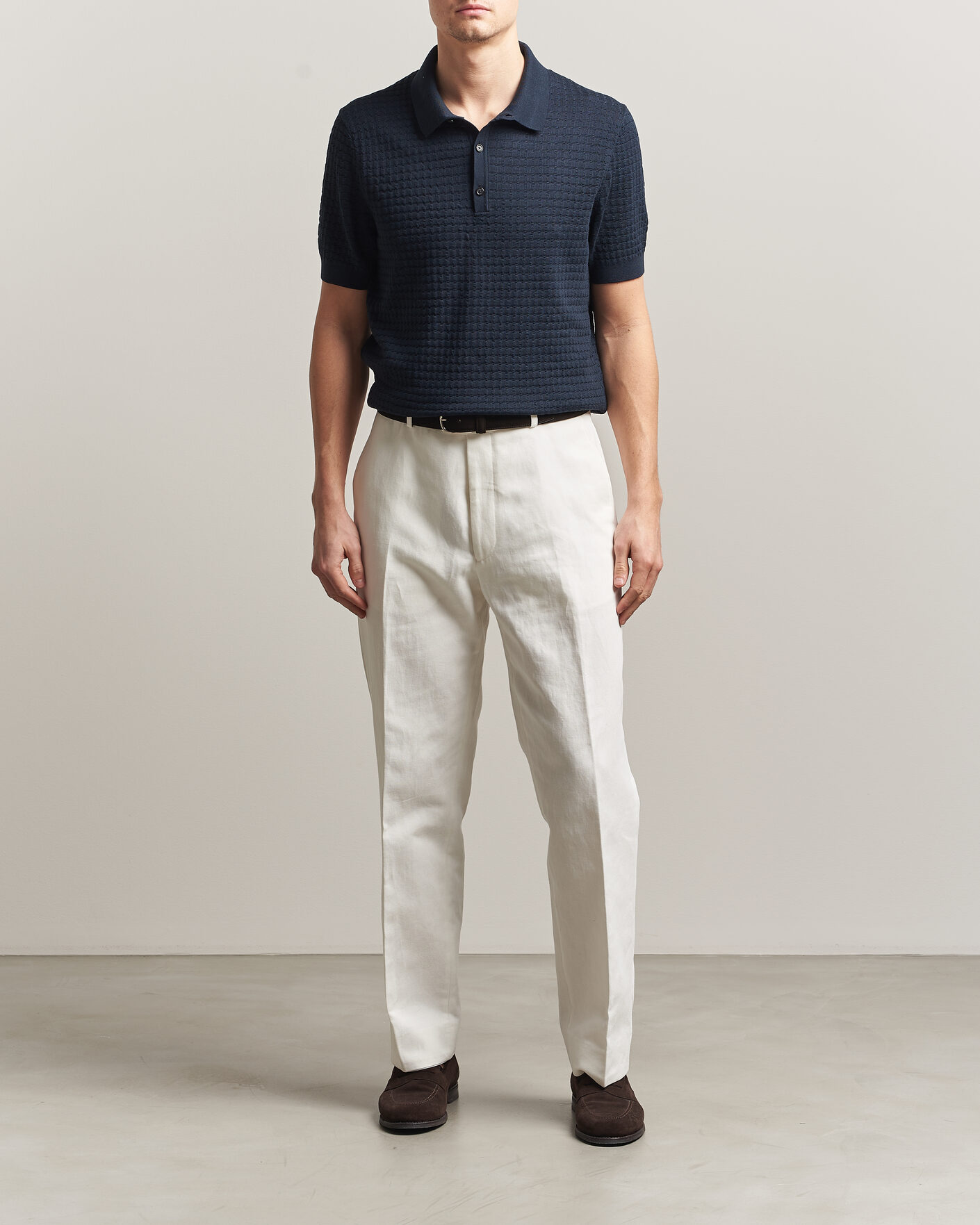 Herr | Pikéer | BOSS CAMEL | Nadalione Silk/Cotton Knitted Polo Dark Blue