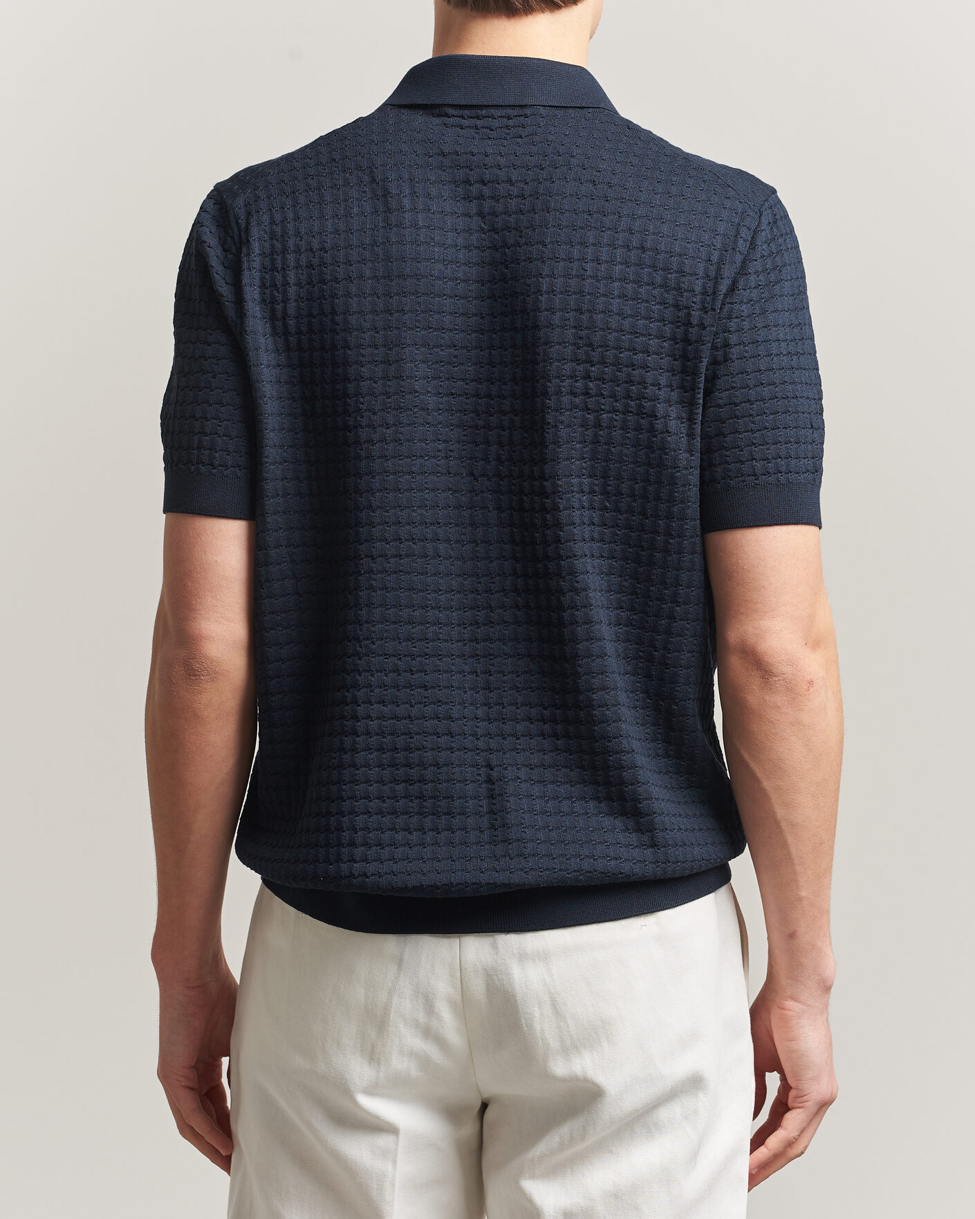 Herr | Pikéer | BOSS CAMEL | Nadalione Silk/Cotton Knitted Polo Dark Blue