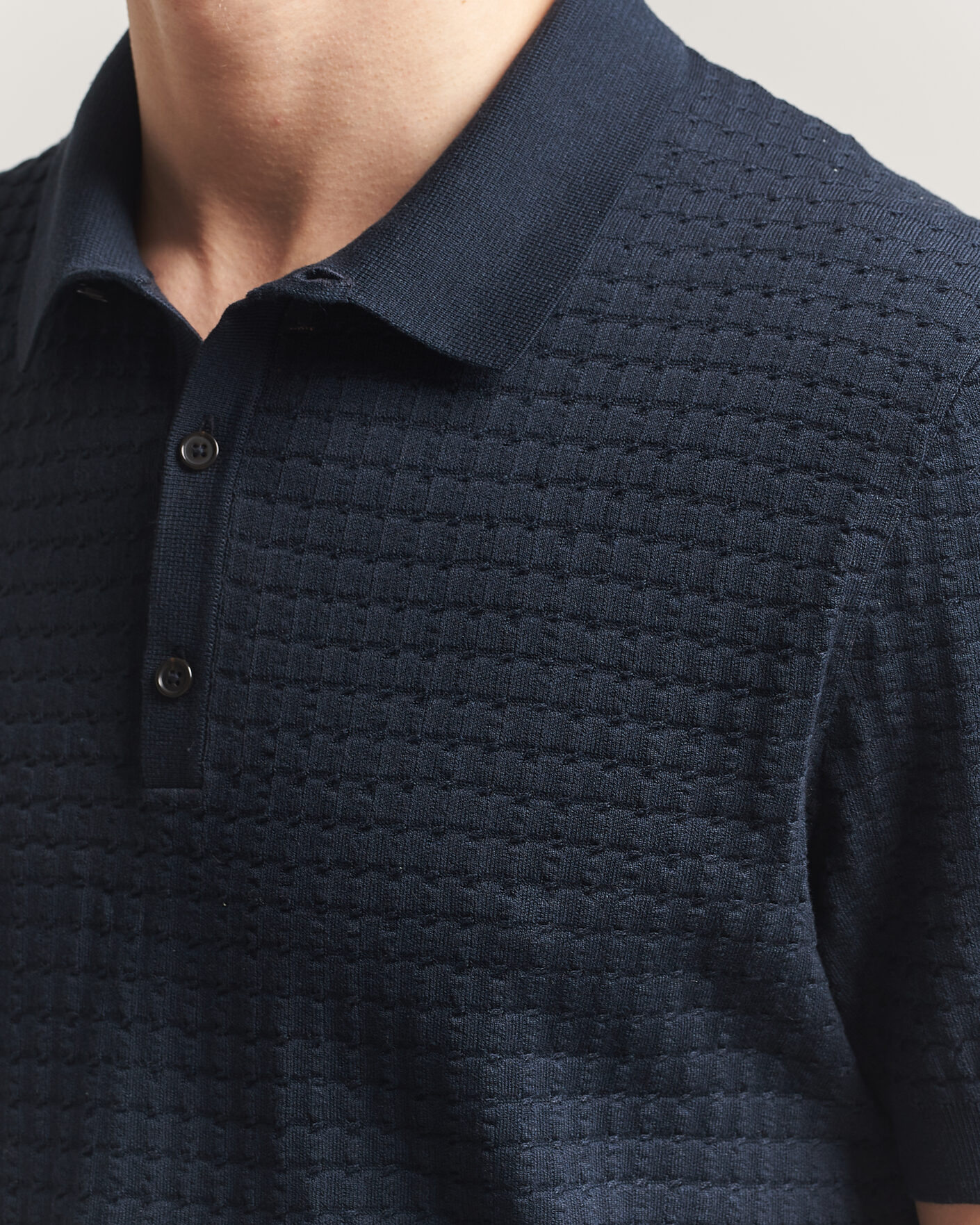 Herr | Pikéer | BOSS CAMEL | Nadalione Silk/Cotton Knitted Polo Dark Blue