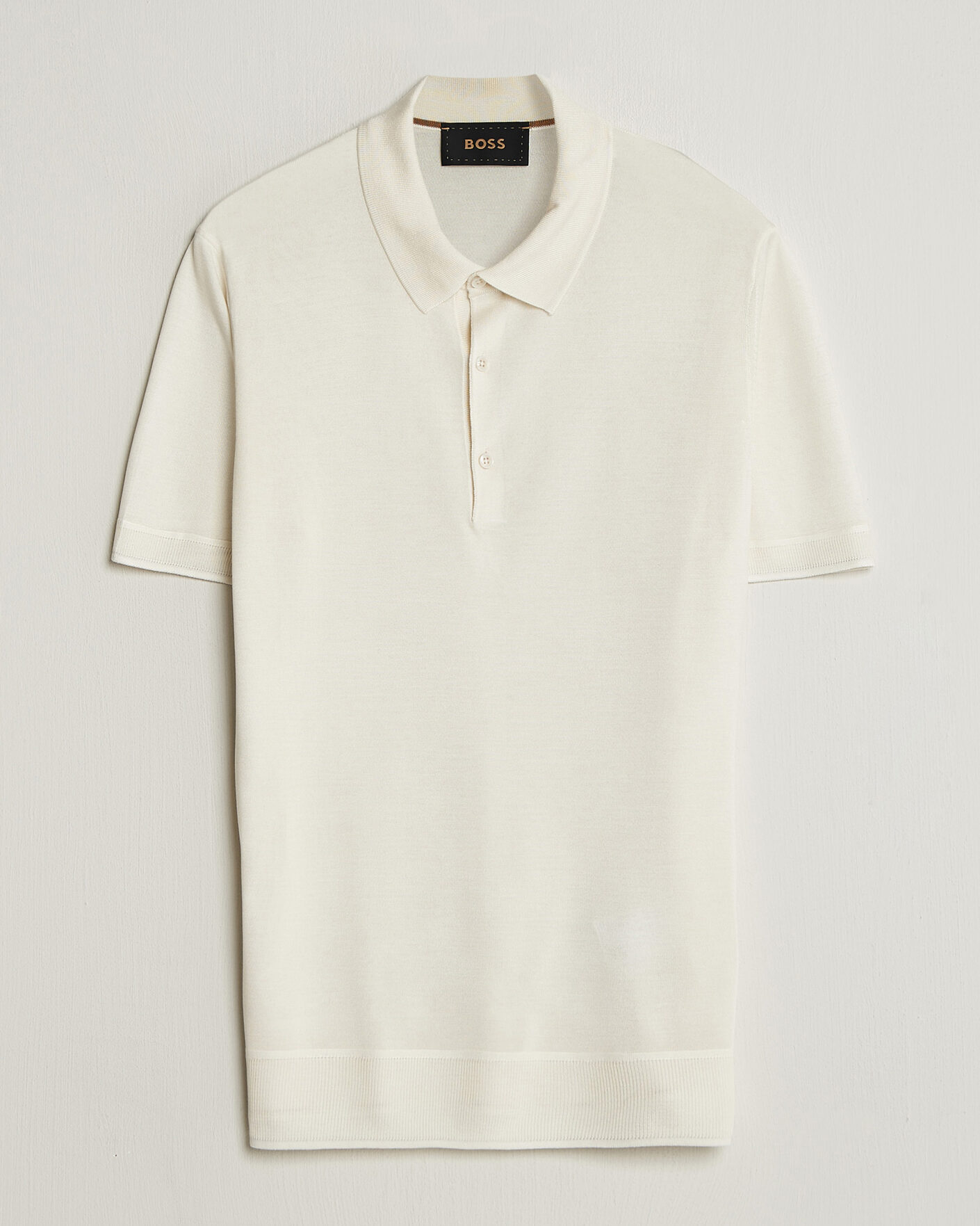 Herr | Pikéer | BOSS CAMEL | Novo Silk Knitted Polo Open White