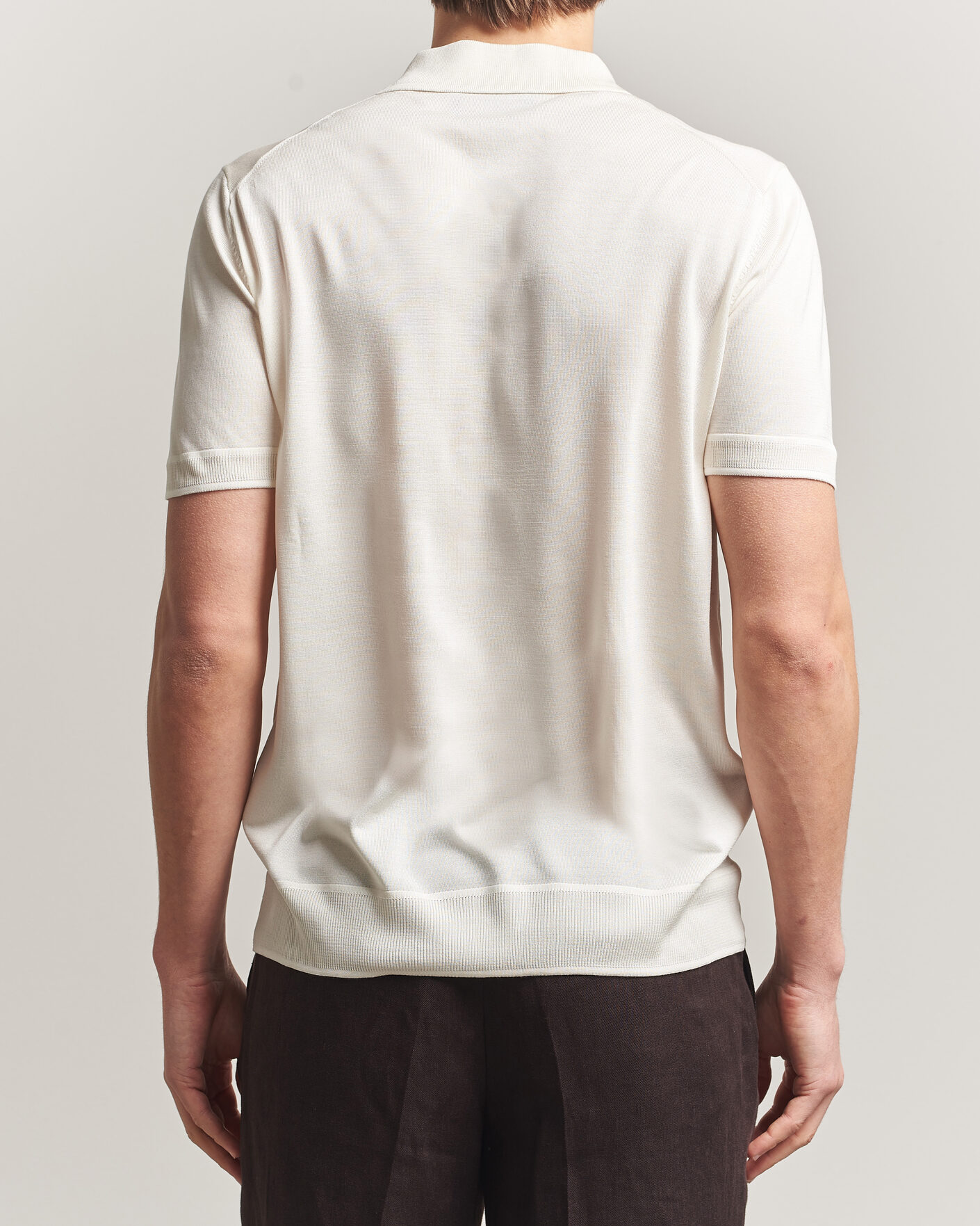 Herr | Pikéer | BOSS CAMEL | Novo Silk Knitted Polo Open White