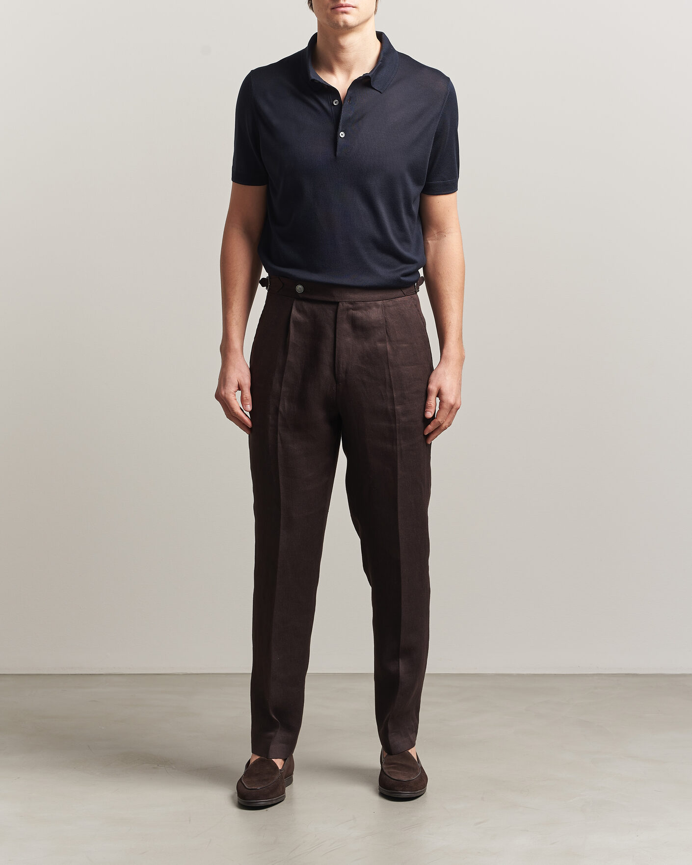 Herr | Pikéer | BOSS CAMEL | Novo Silk Knitted Polo Dark Blue